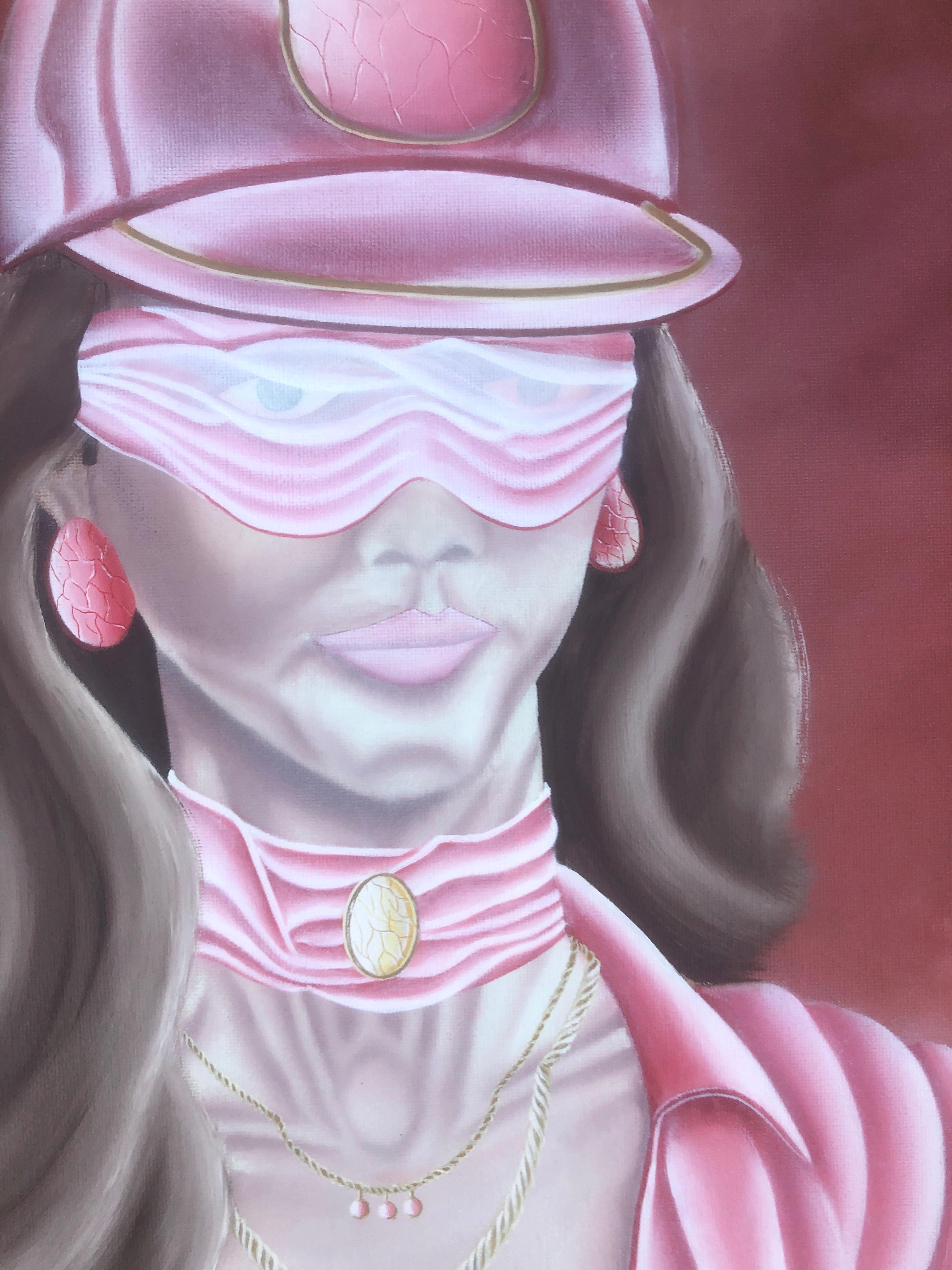 Otoño óleo sobre lienzo pintura surrealista mujer - Portrait Painting Púrpura de Felix Ferreras