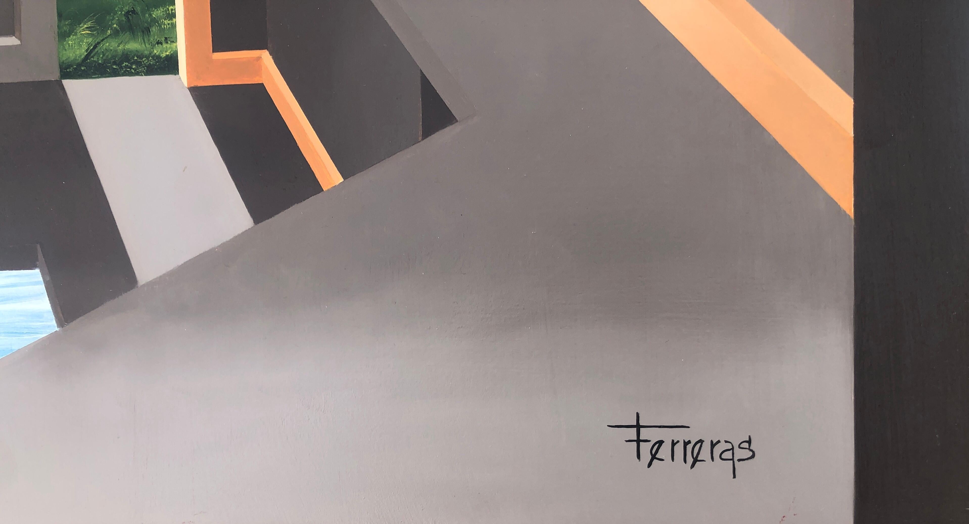 Brown gallery I olio su tavola pittura astratta surrealista - Painting di Felix Ferreras