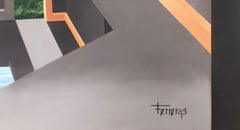 Brown gallery I oil on board painting surrealist abstract