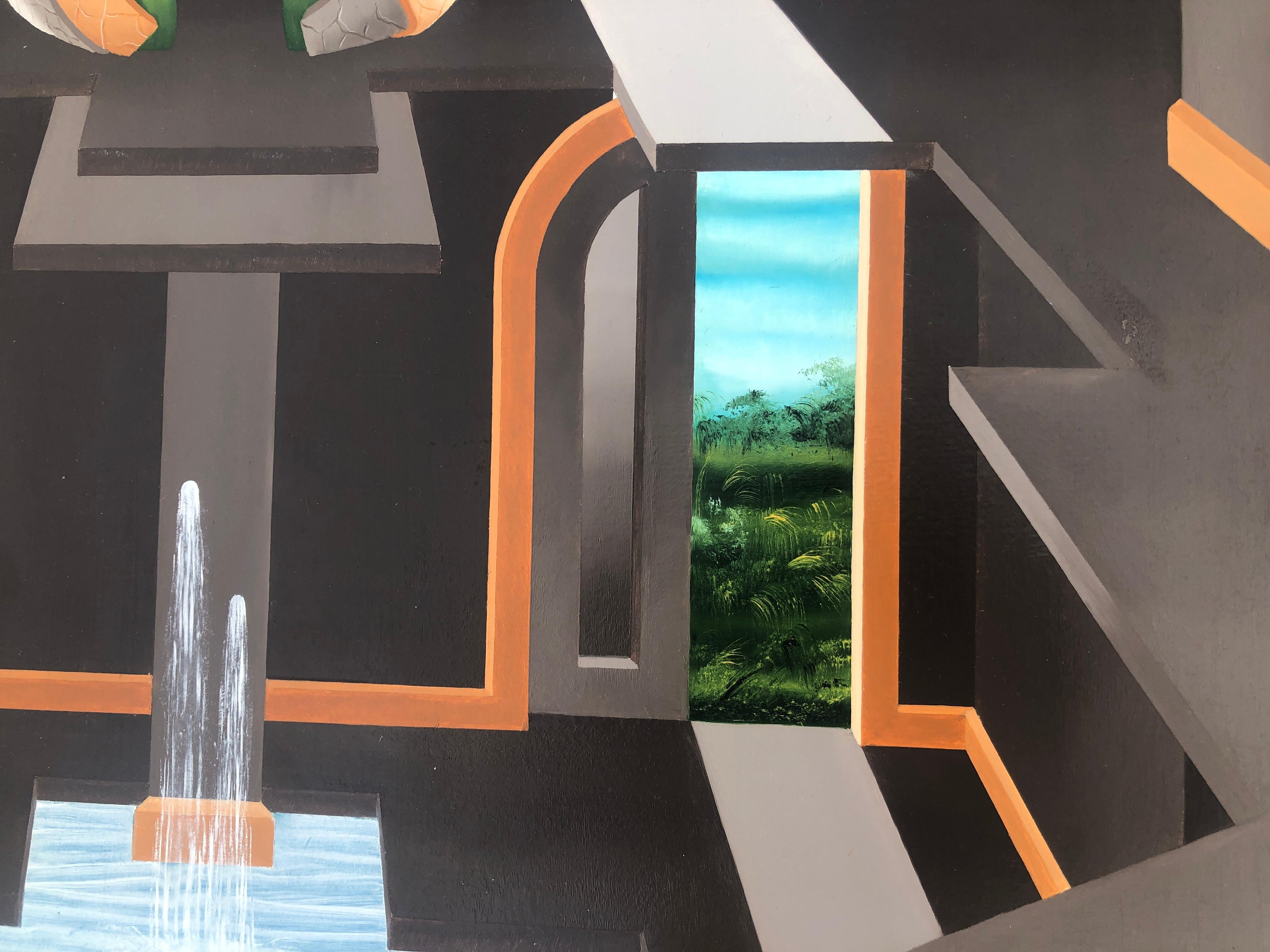 Brown gallery I olio su tavola pittura astratta surrealista - Painting Surrealismo di Felix Ferreras