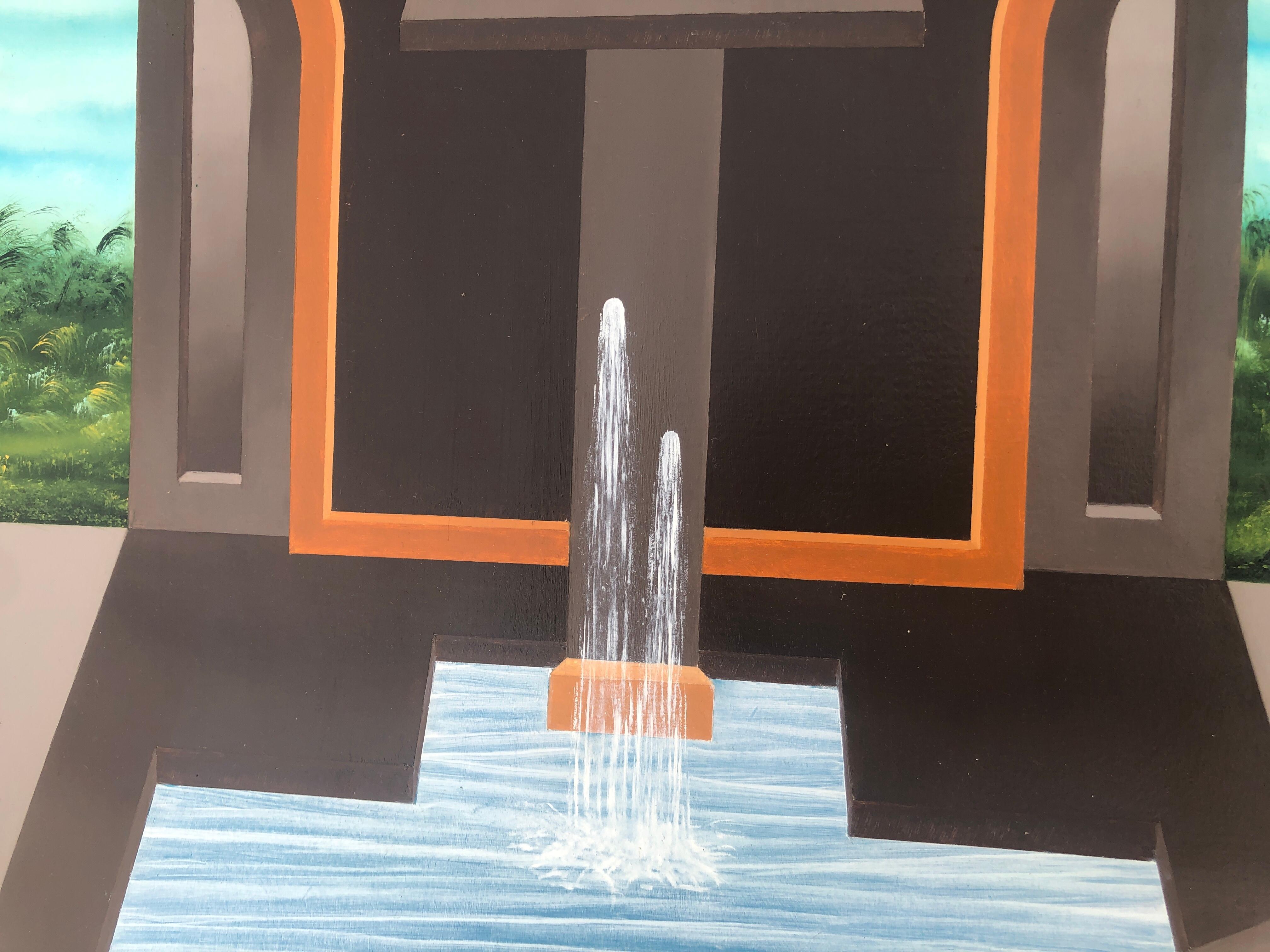 Brown gallery I olio su tavola pittura astratta surrealista - Abstract Painting Nero di Felix Ferreras