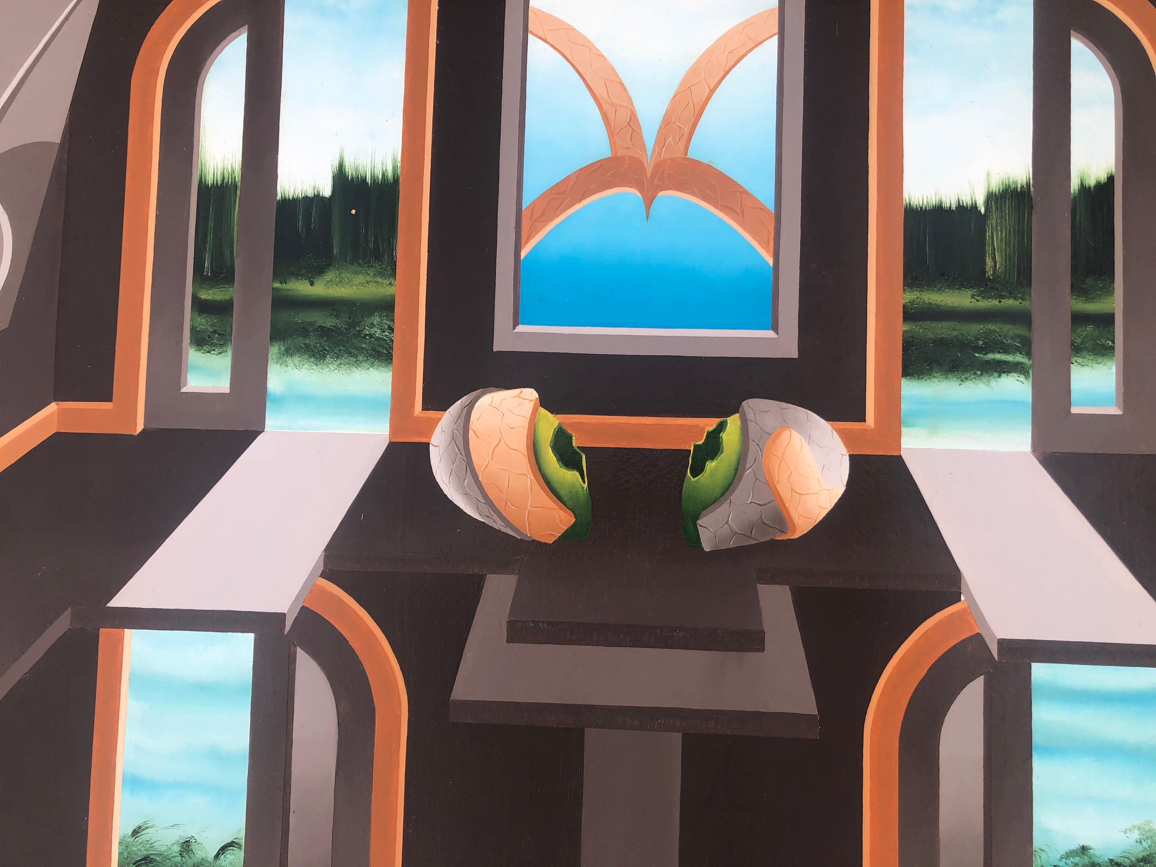 Brown gallery I olio su tavola pittura astratta surrealista 2