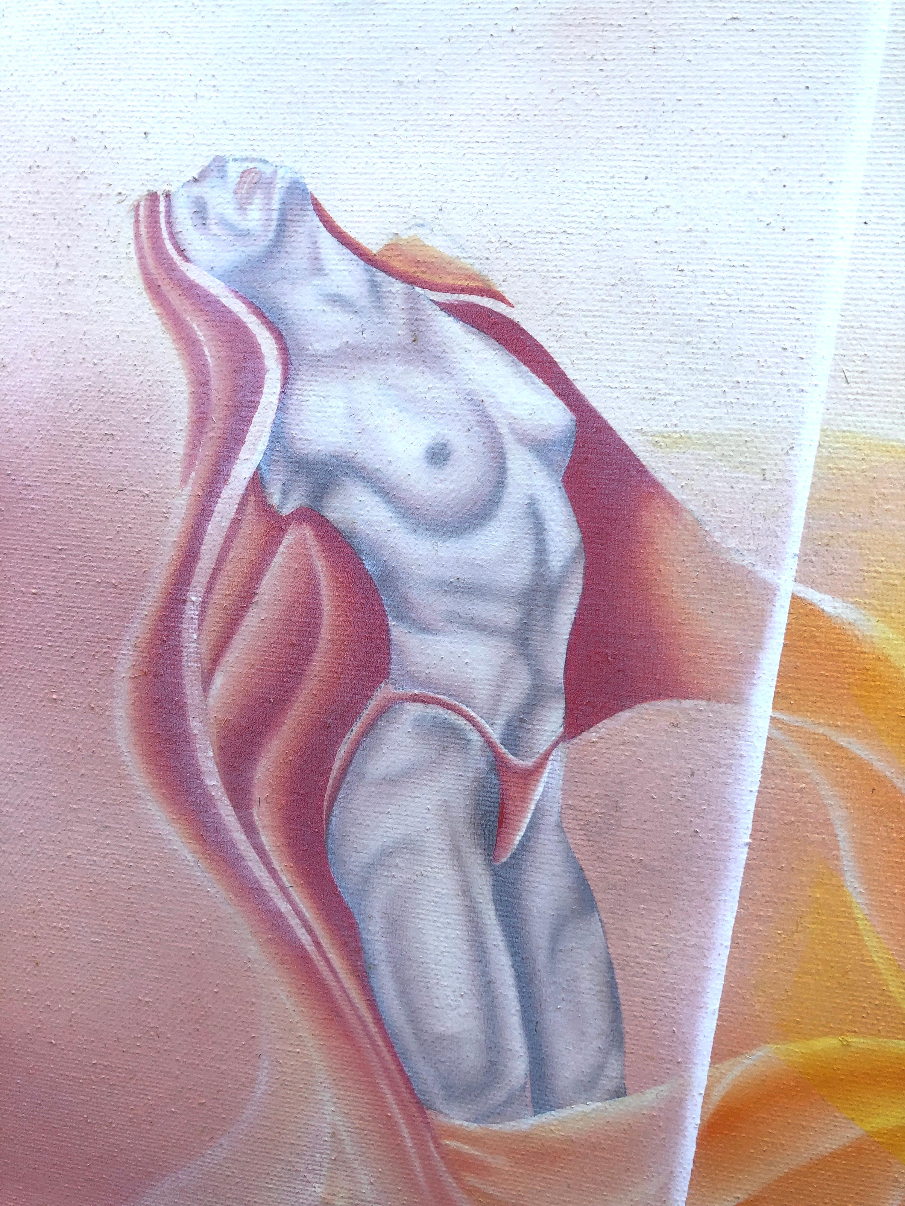 Compañero óleo sobre lienzo pintura surrealista arte europeo - Nude Painting Gris de Felix Ferreras