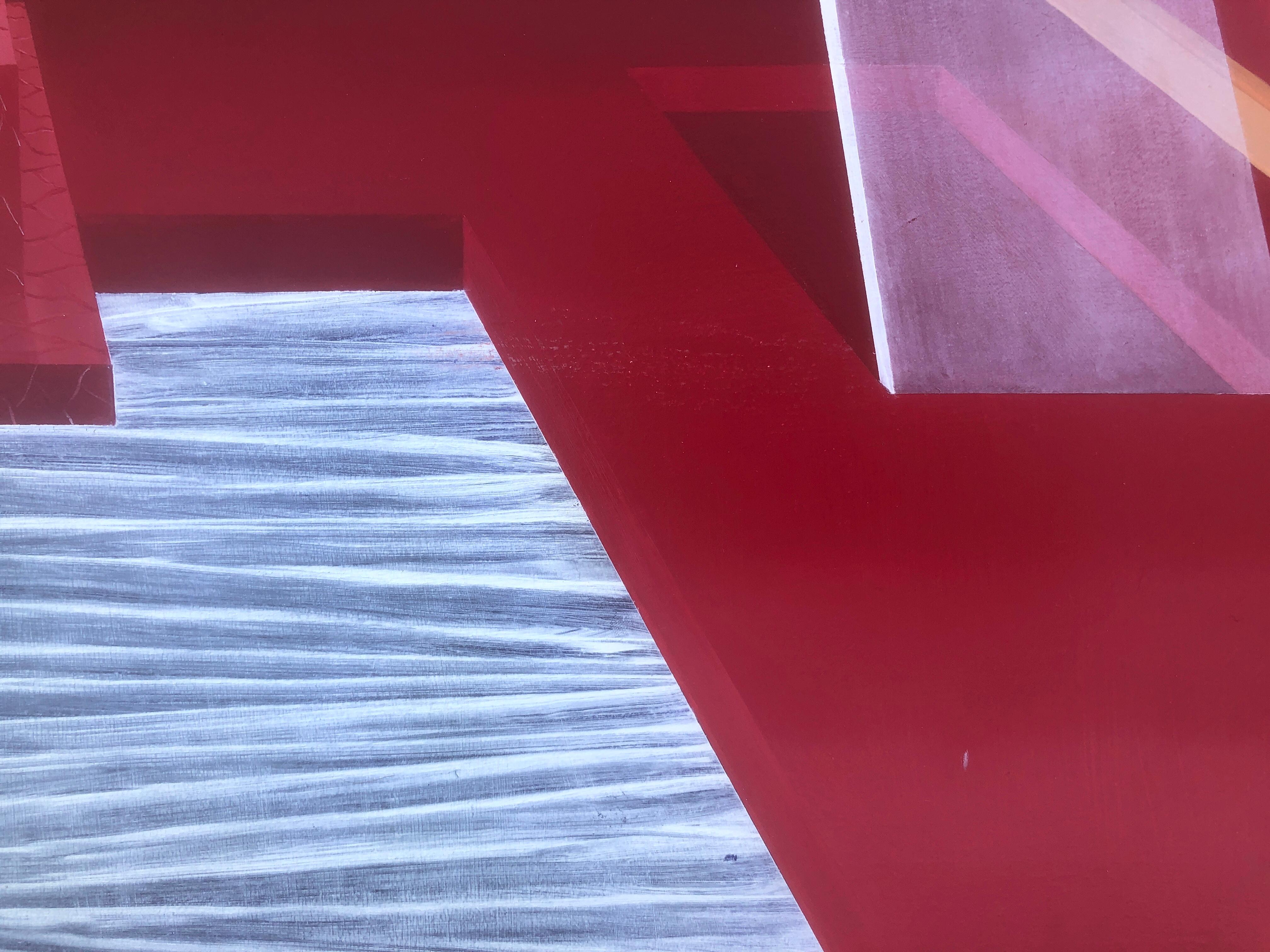 Nuevo estilo rojo óleo sobre pintura noard surrealista - Painting Surrealista de Felix Ferreras