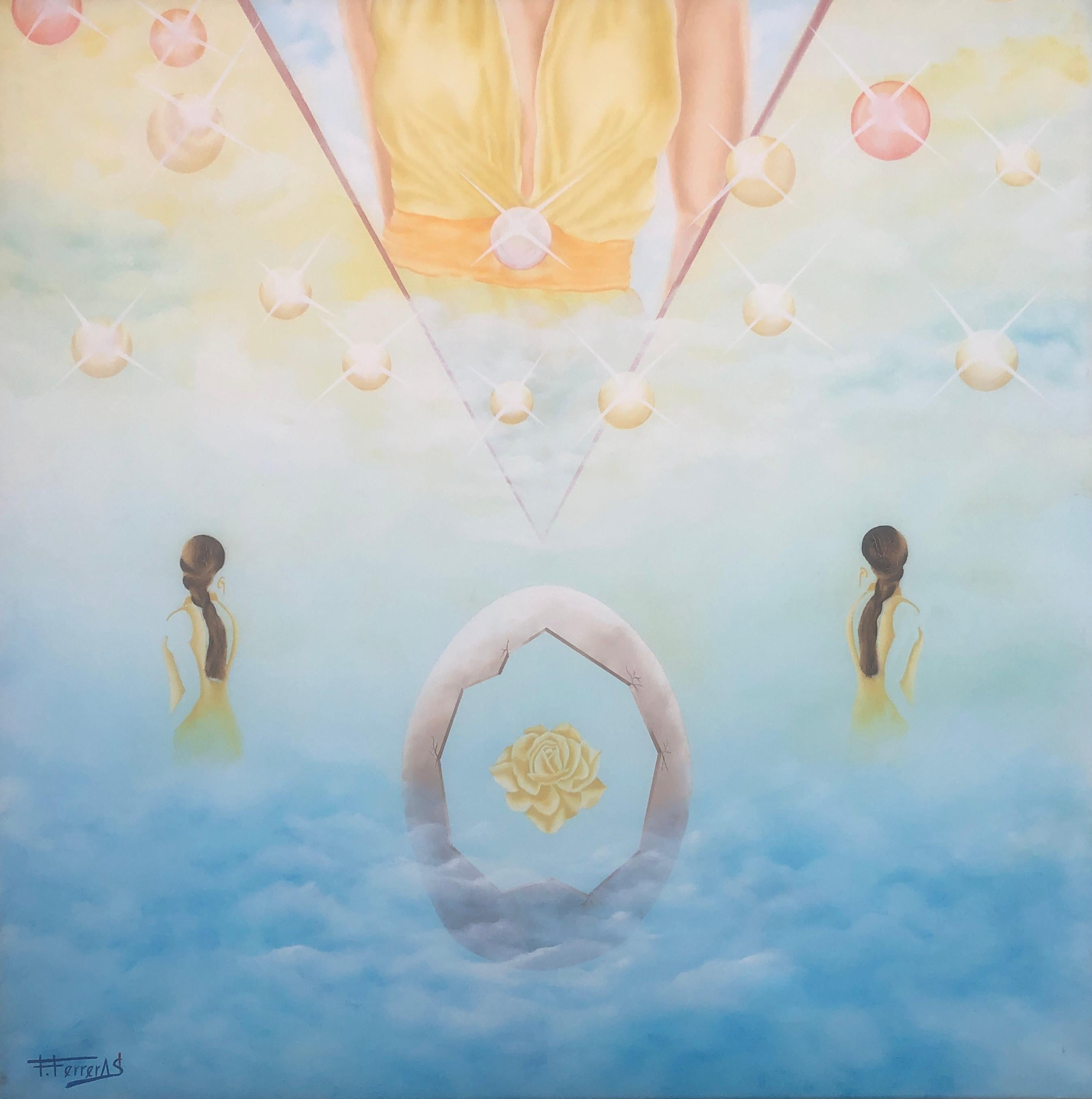 Figurative Painting di Felix Ferreras - paradiso femminile olio su tela pittura surrealista