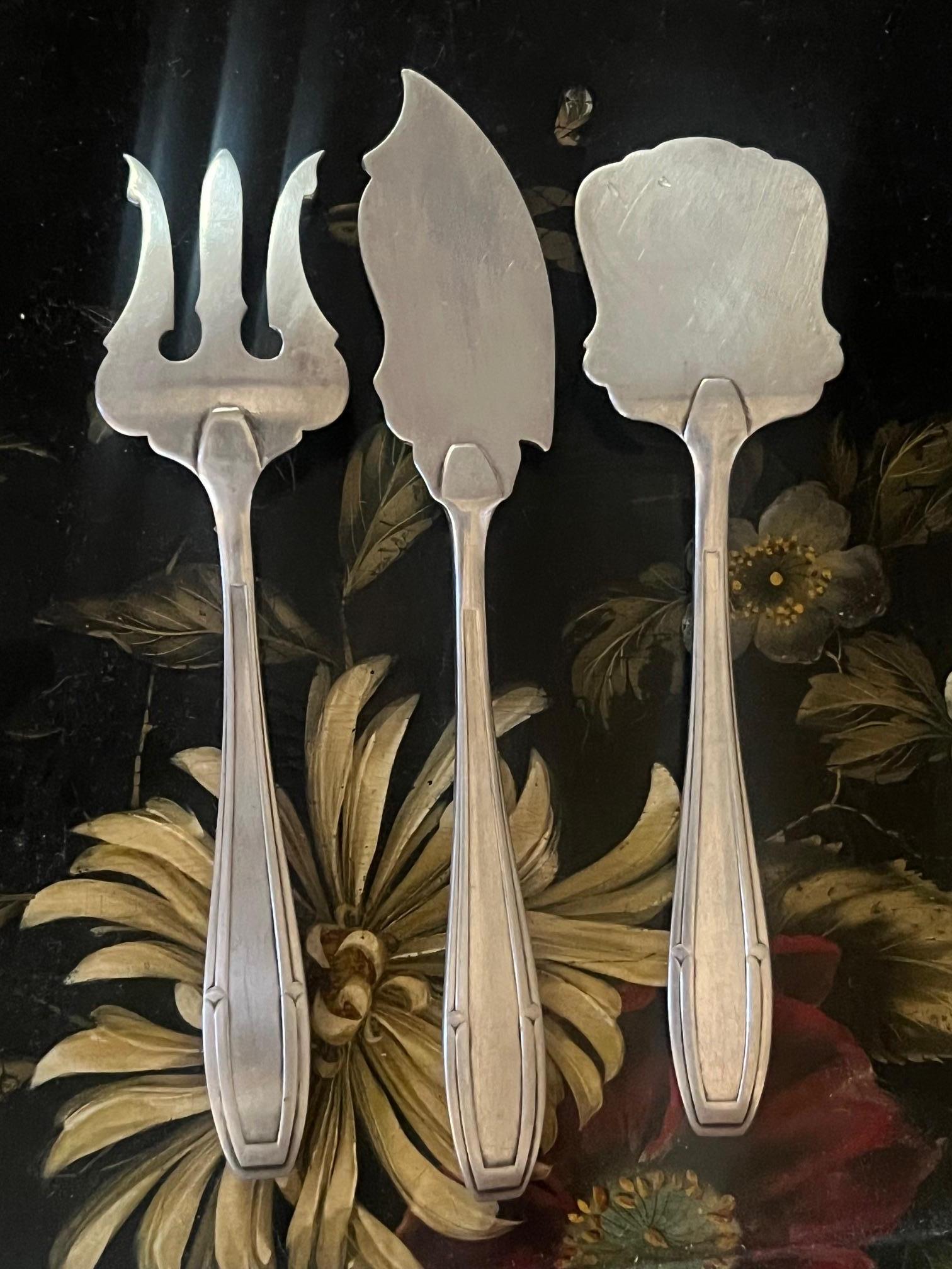 Felix Freres Art Deco Fish Serving Set, c. 1940's Bon état - En vente à Ross, CA
