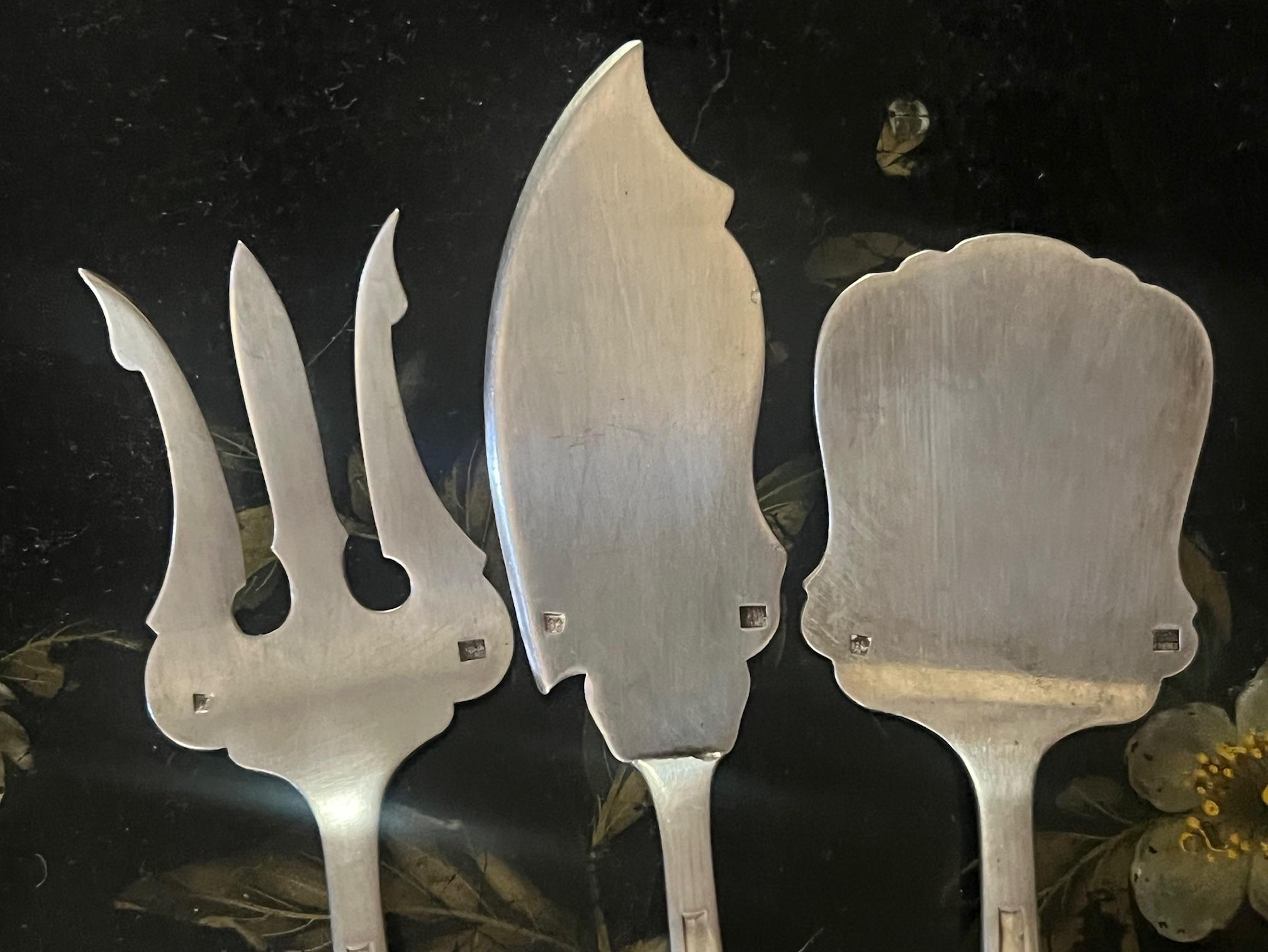 Plaqué argent Felix Freres Art Deco Fish Serving Set, c. 1940's en vente