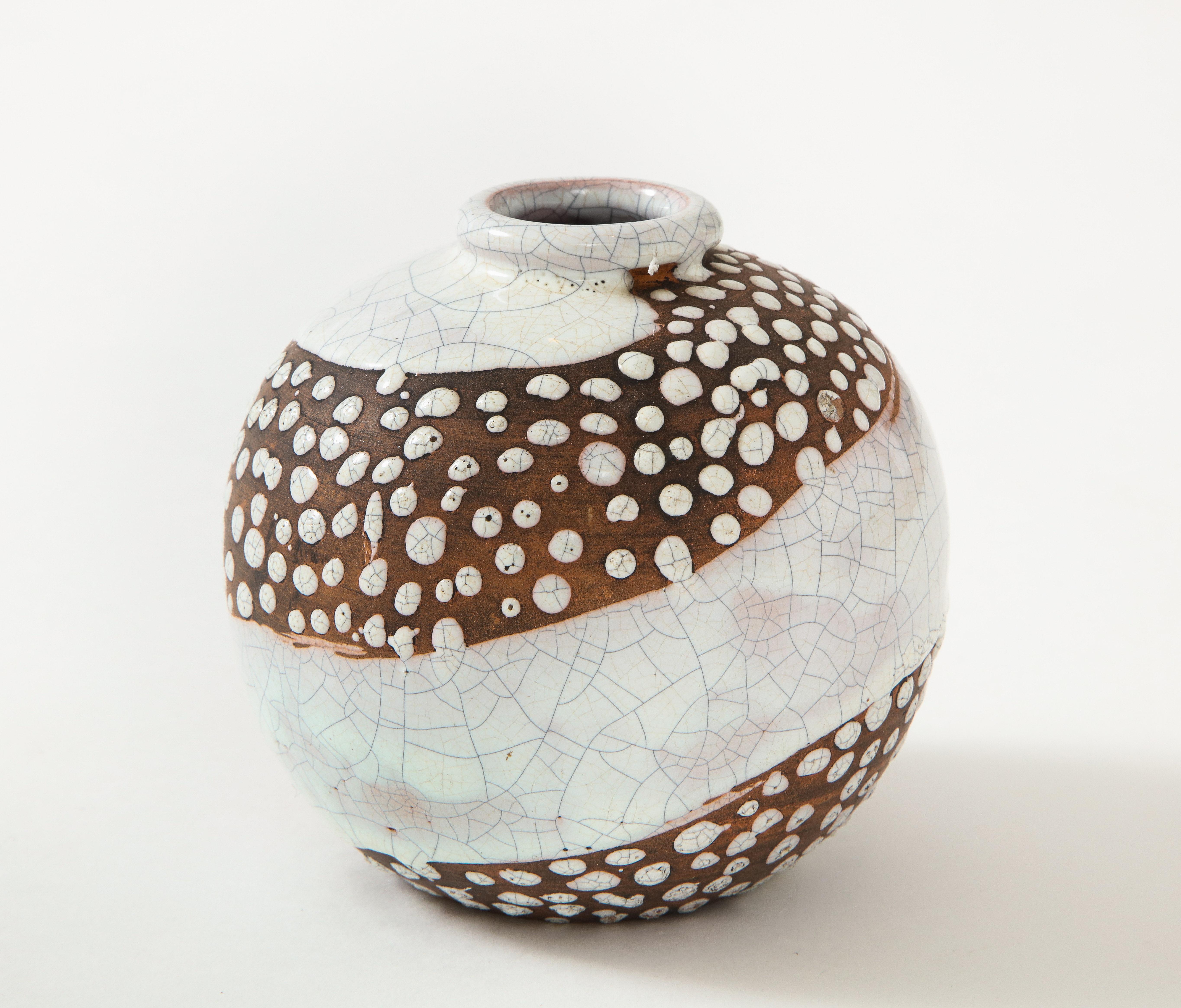 Ceramic Felix Gete Small Art Deco Sphere Shaped Vase, C. A. B., France, circa 1930