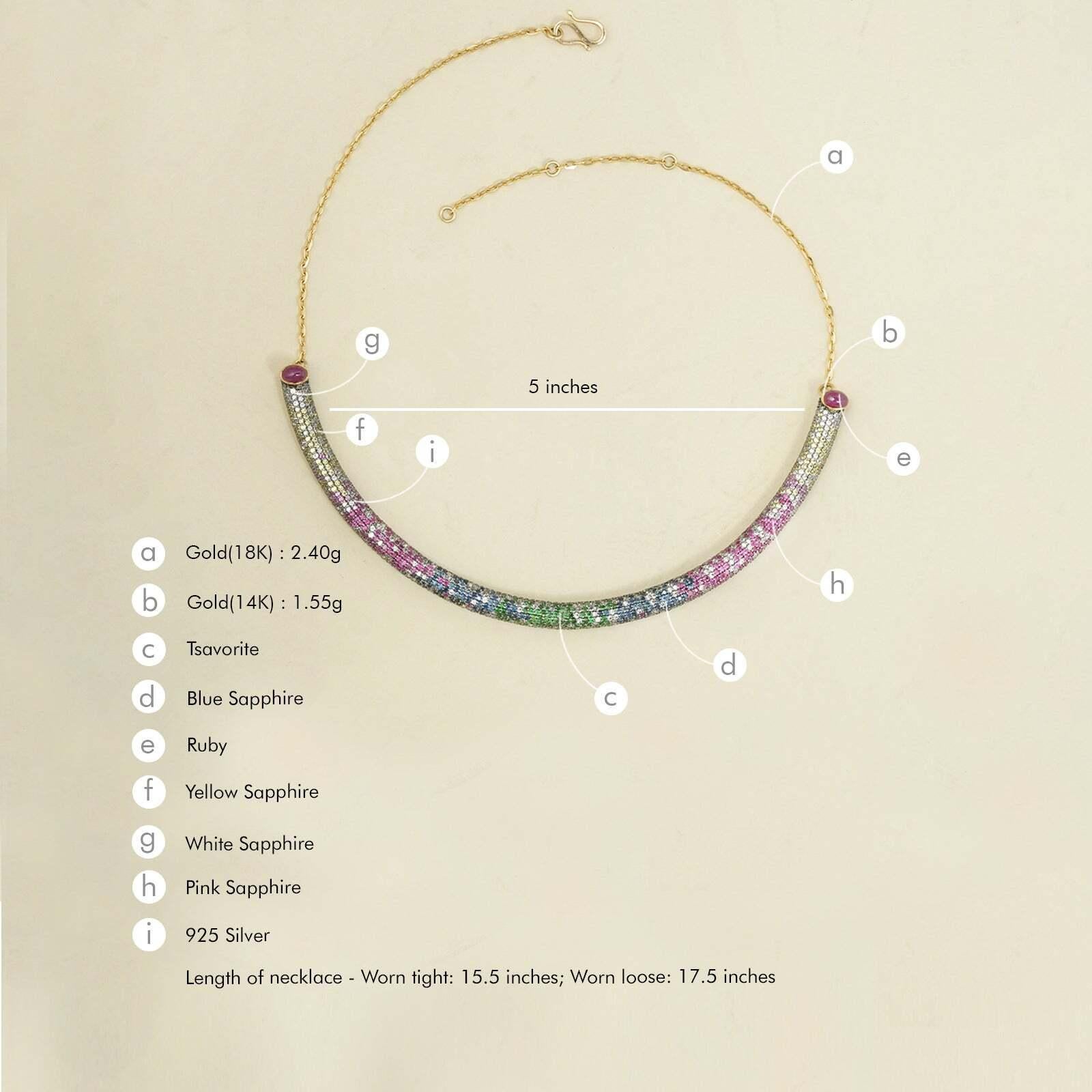 Felix - Collana in oro con diamanti, rubini, zaffiri, ametista e granato - Torque In condizioni Nuovo in vendita a Lawrenceville, GA