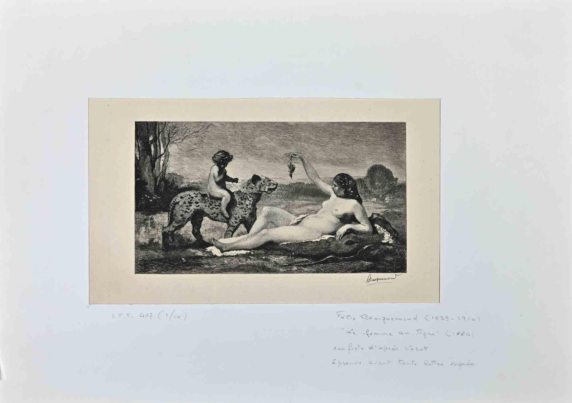 Baccante - Acquaforte di Félix Henri Bracquemond dopo Millet - 1884 1