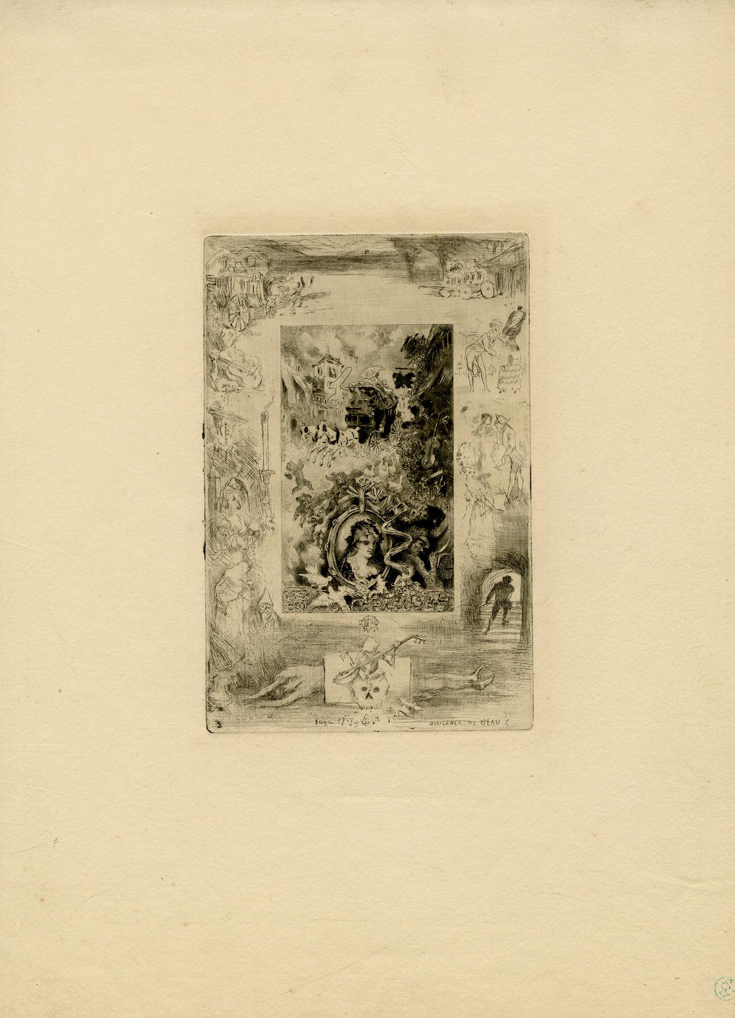 La diligence de Beaucaire - Print by Félix Hilaire Buhot