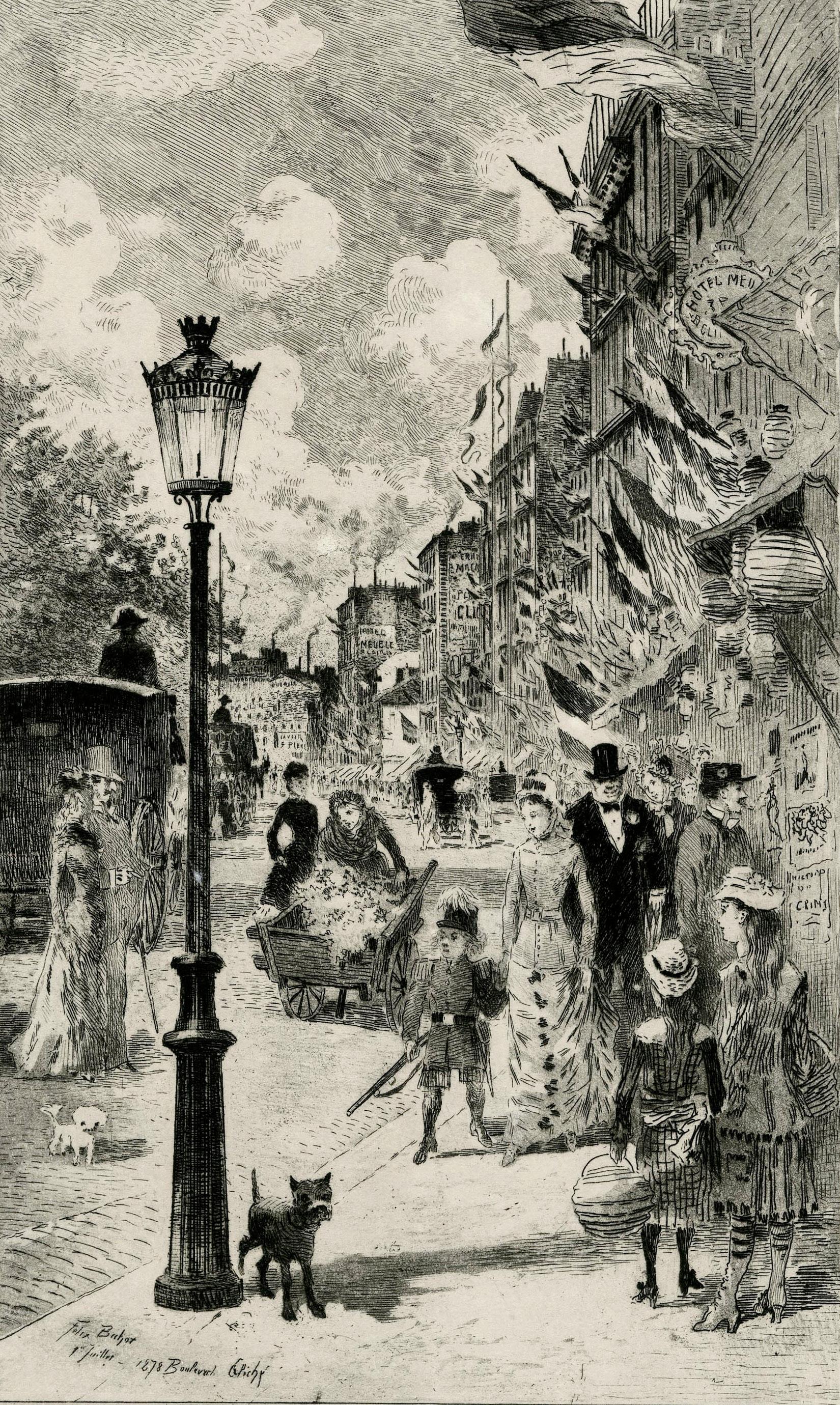 La Fête Nationale du Boulevard Clichy - Print by Félix Hilaire Buhot