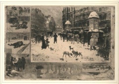 La neige à Paris - Gravure de F. H. Buhot - 1879