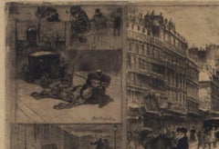 « L'Hiver a Paris », eau-forte et aquatinte originales d'un paysage urbain de Felix Hilaire Buhot