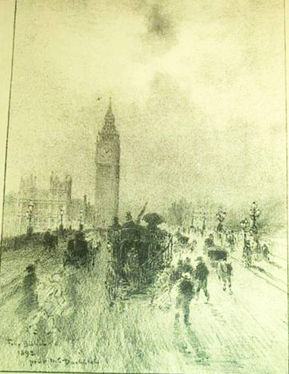 Félix Hilaire Buhot Landscape Print - THE VICTORIA CLOCK TOWER, LONDON