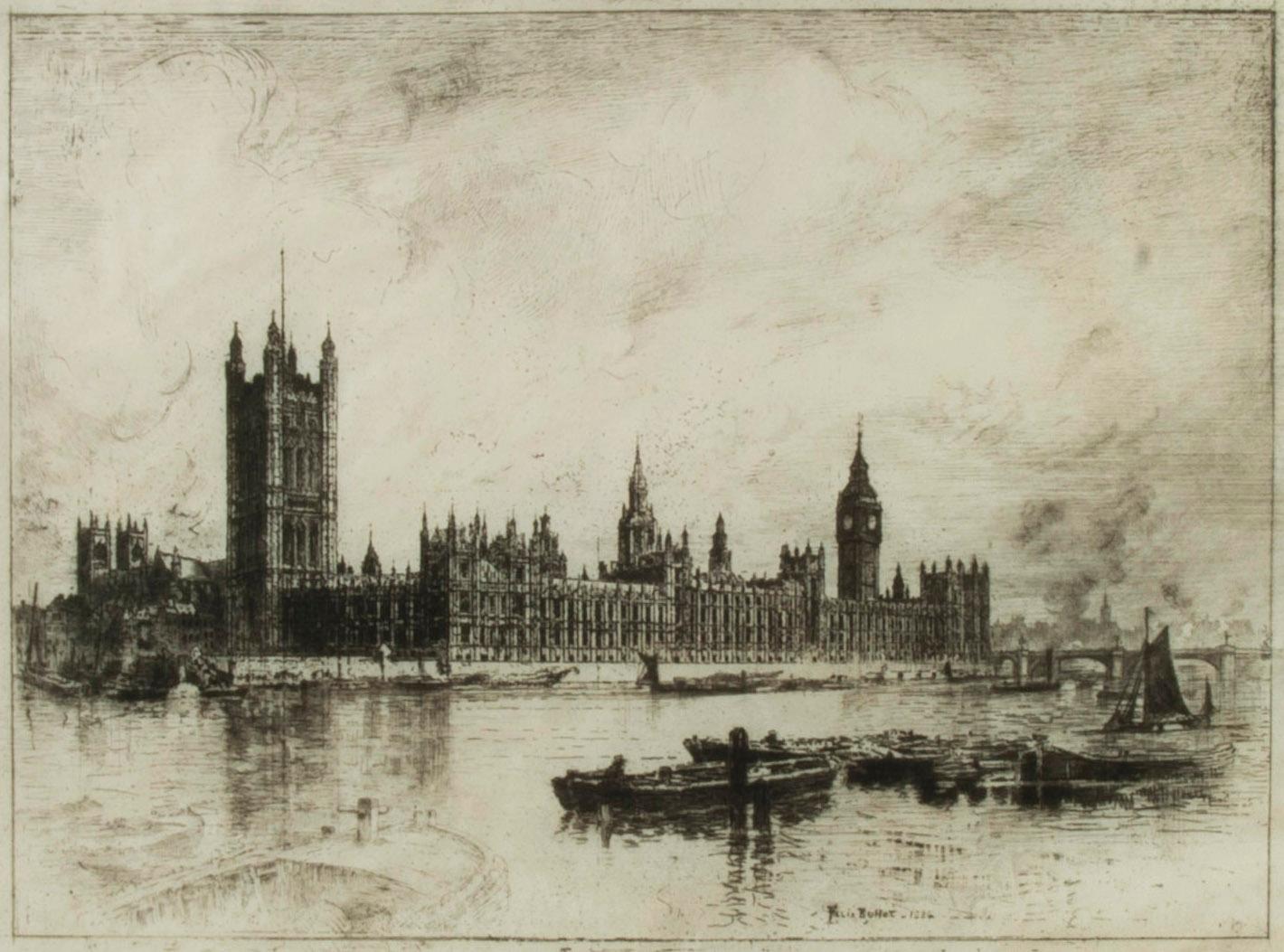 Westminster Palace - Print by Félix Hilaire Buhot