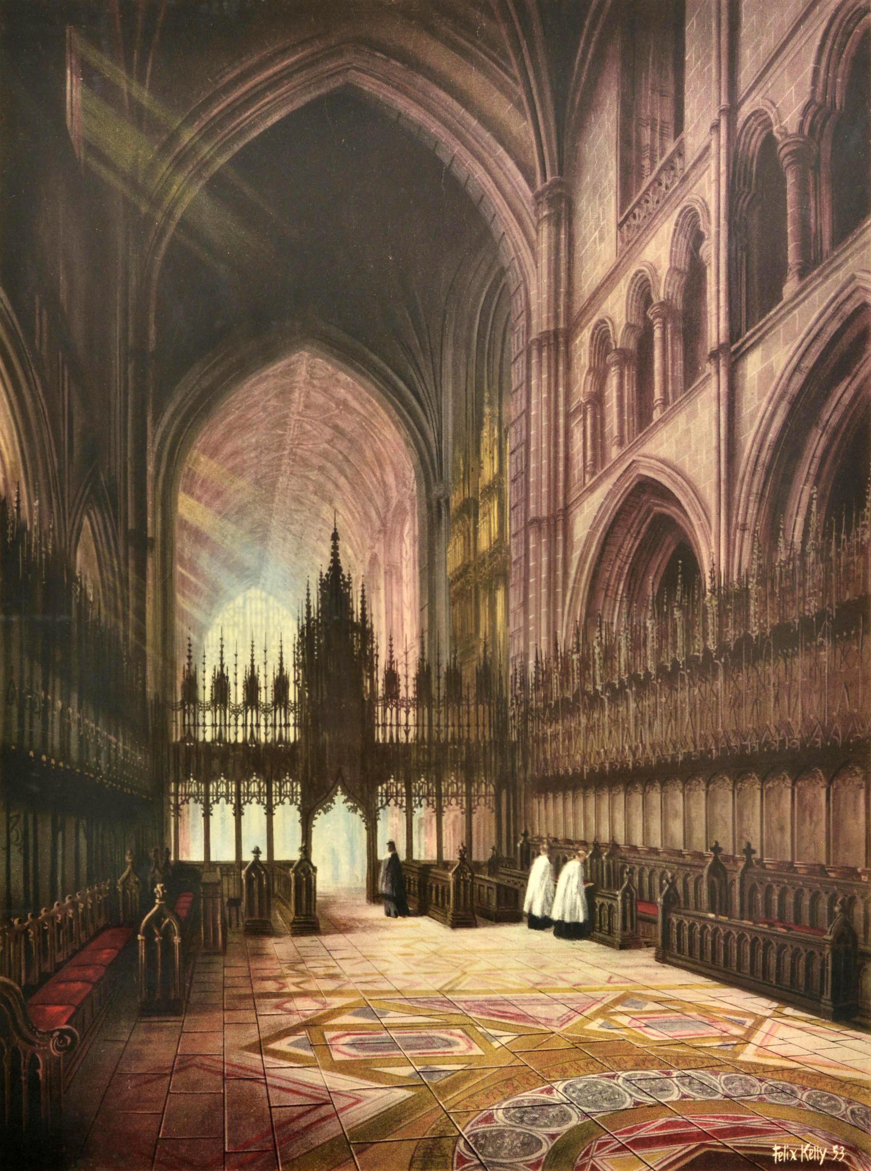 Original Vintage Travel Poster Chester British Railways Cathedral Cheshire Art - Print by Felix Kelly