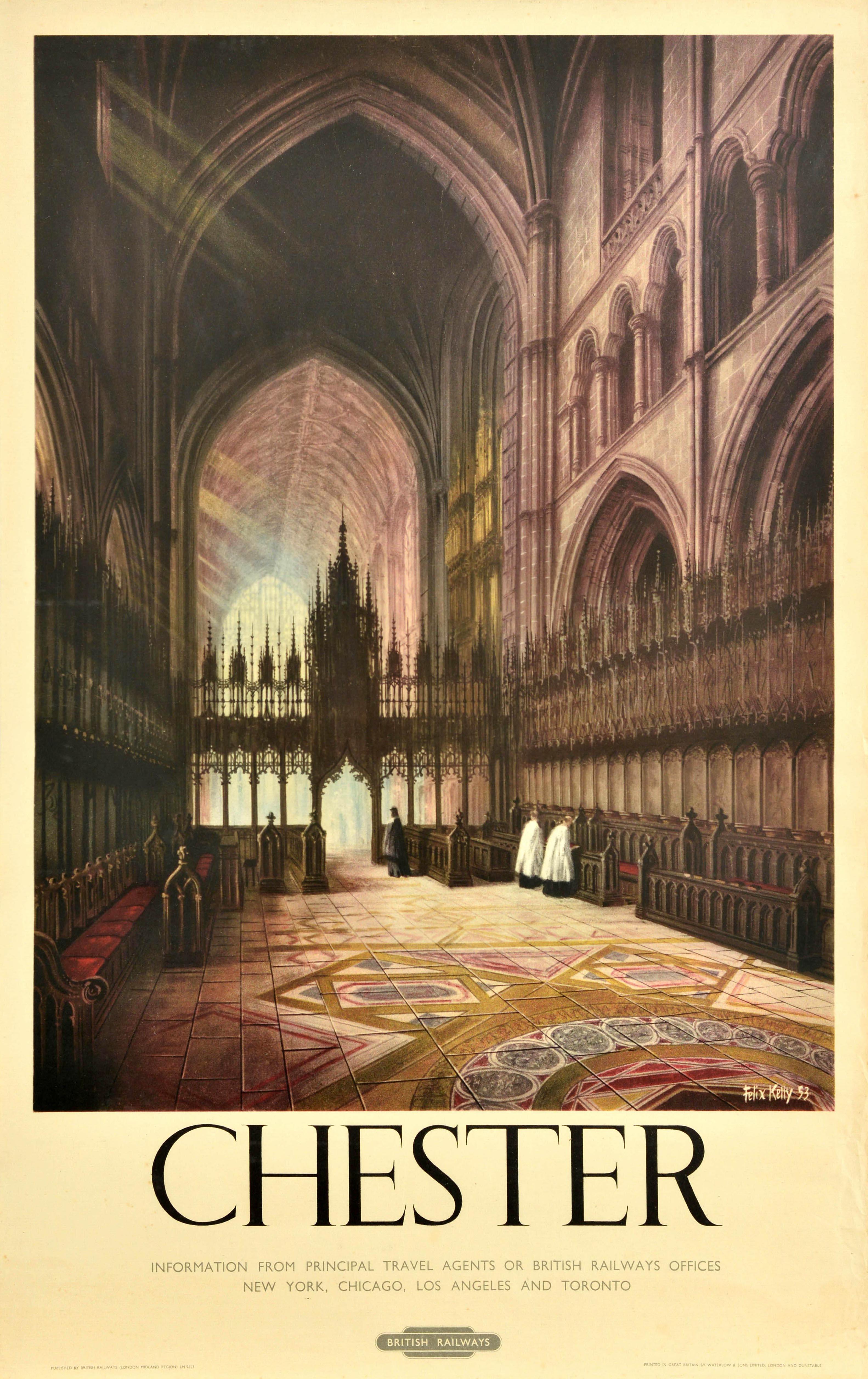 Felix Kelly Print - Original Vintage Travel Poster Chester British Railways Cathedral Cheshire Art