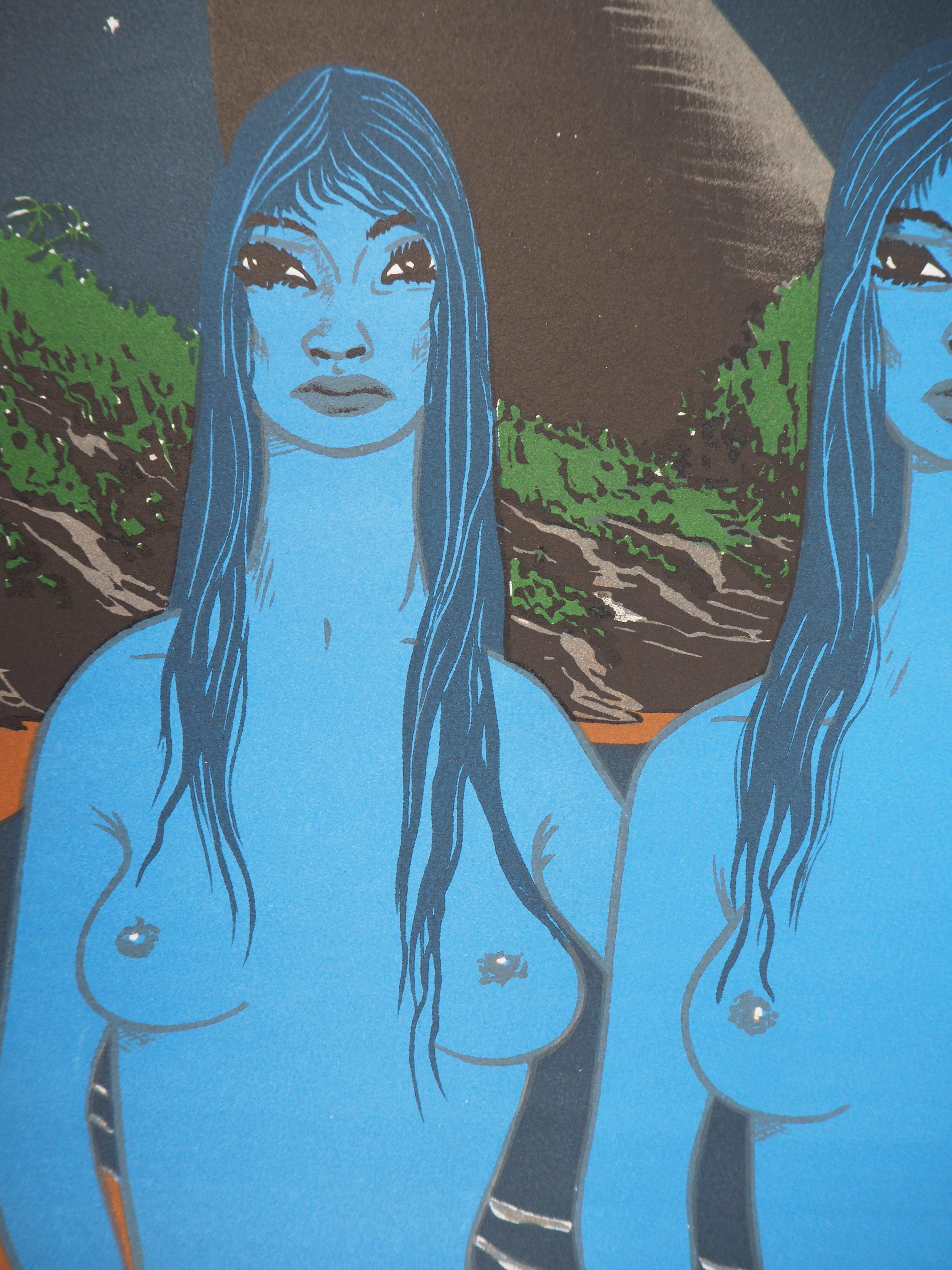 The Blue Twins - Original handsigned lithograph 1