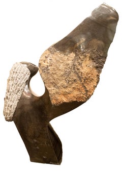 Ángel" escultura original Shona de piedra negra firmada por Felix Mlungisi