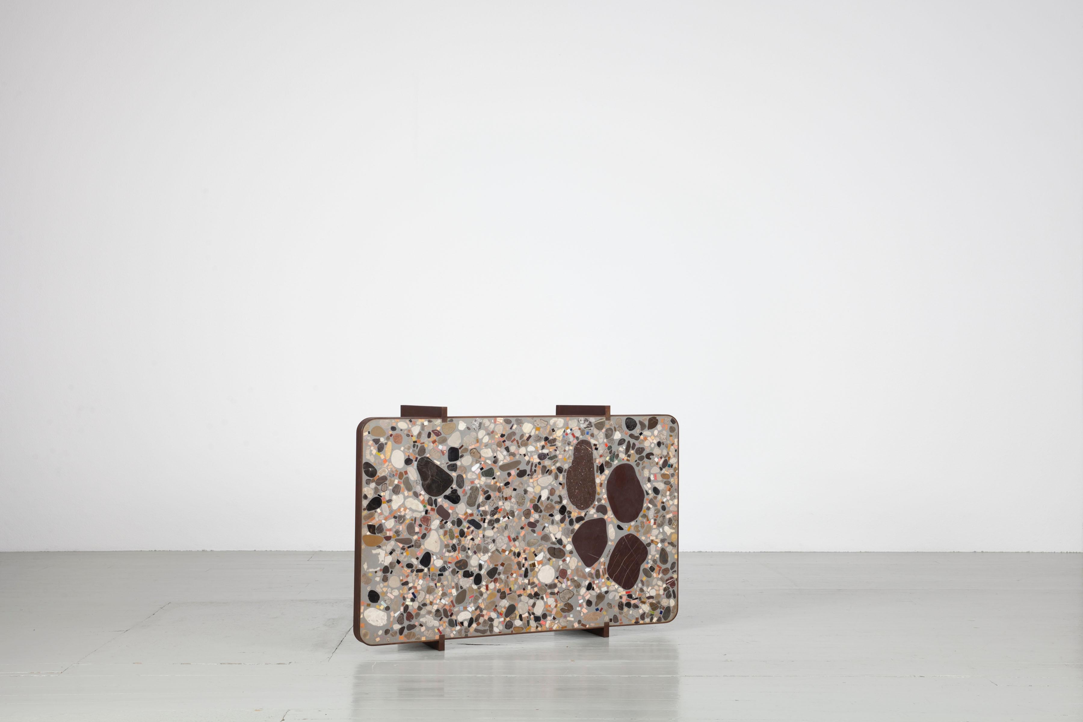 Felix Muhrhofer Contemporary Terrazzo Table with Corroded Steel Construction 7