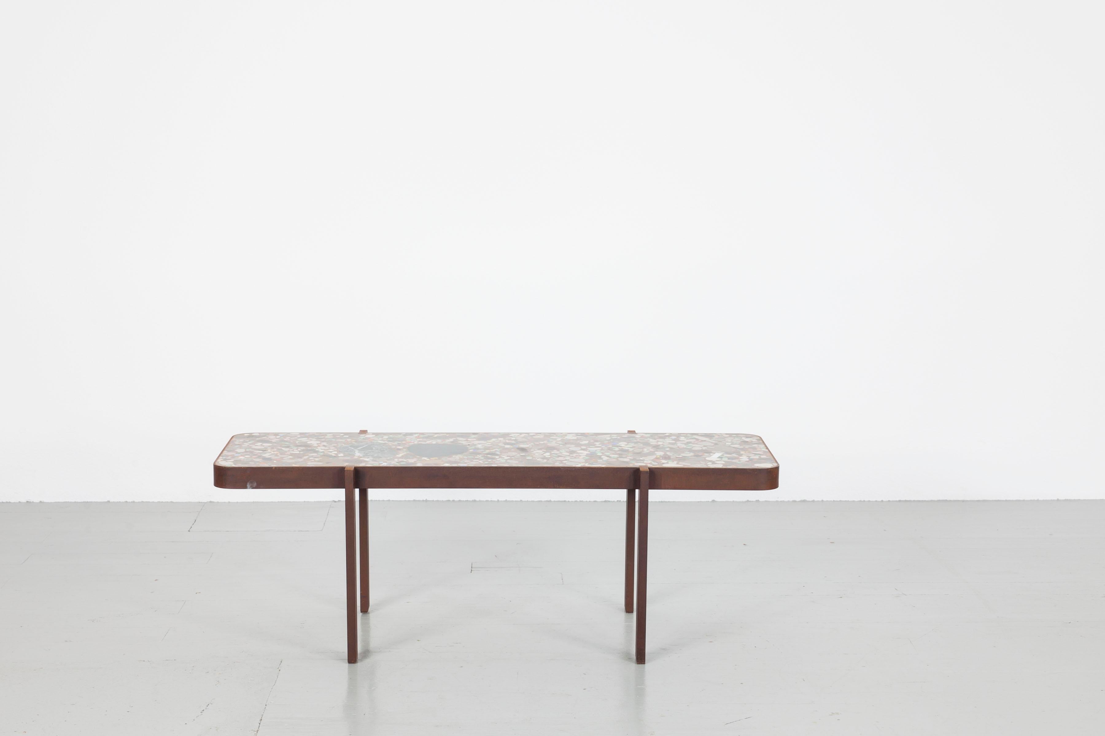 Felix Muhrhofer Contemporary Terrazzo Table with Corroded Steel Construction 7