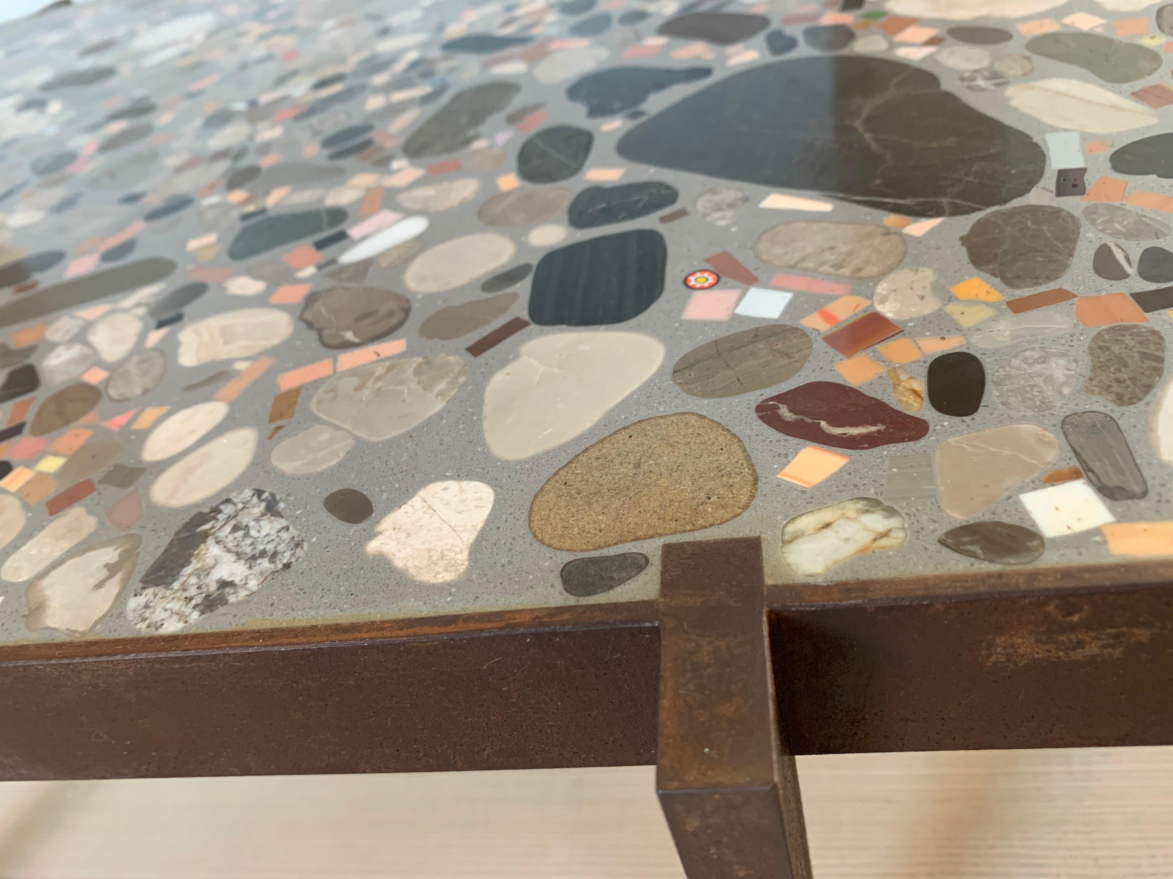 Felix Muhrhofer Contemporary Terrazzo Table with Corroded Steel Construction 8