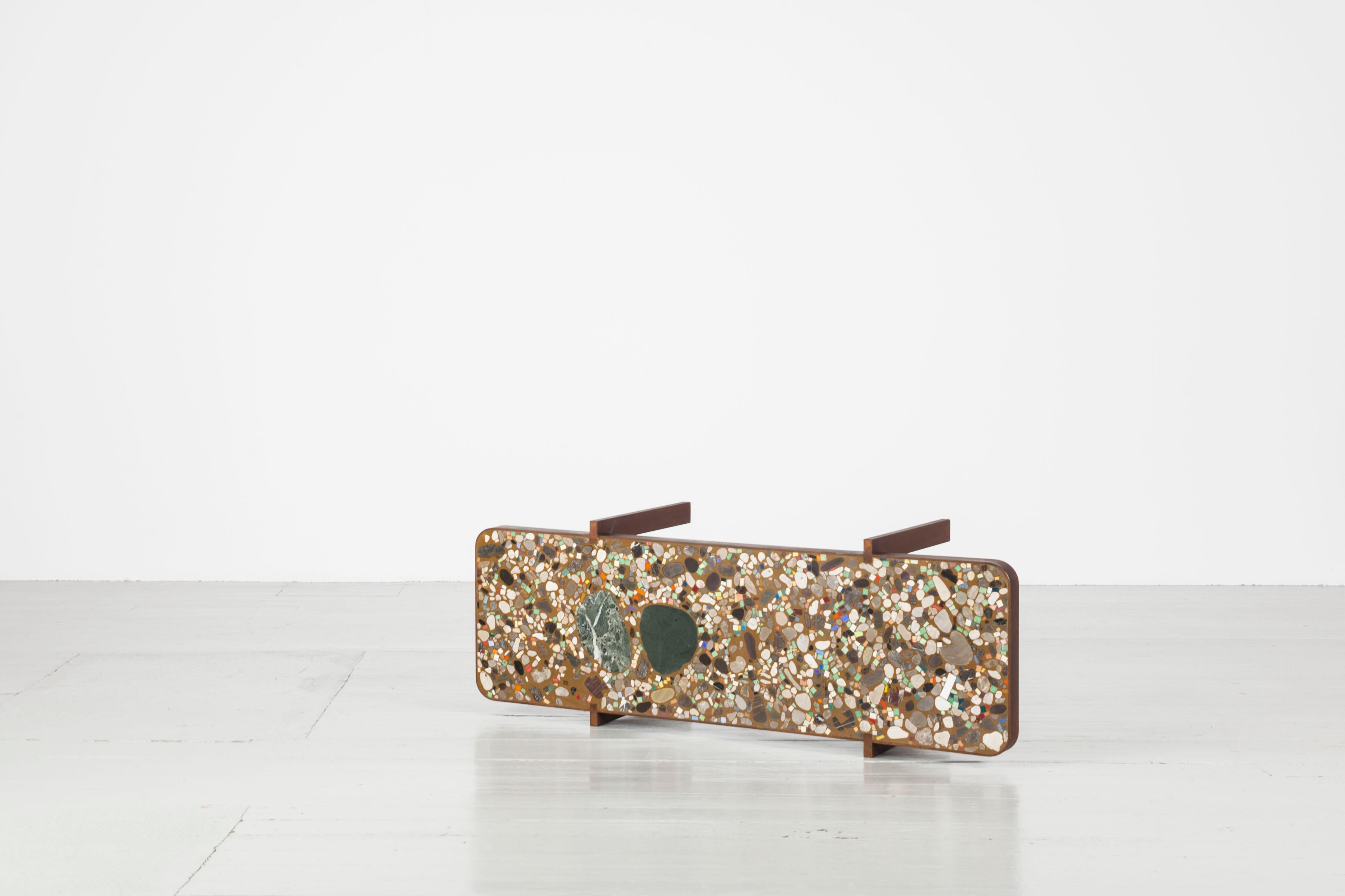 Felix Muhrhofer Contemporary Terrazzo Table with Corroded Steel Construction 8