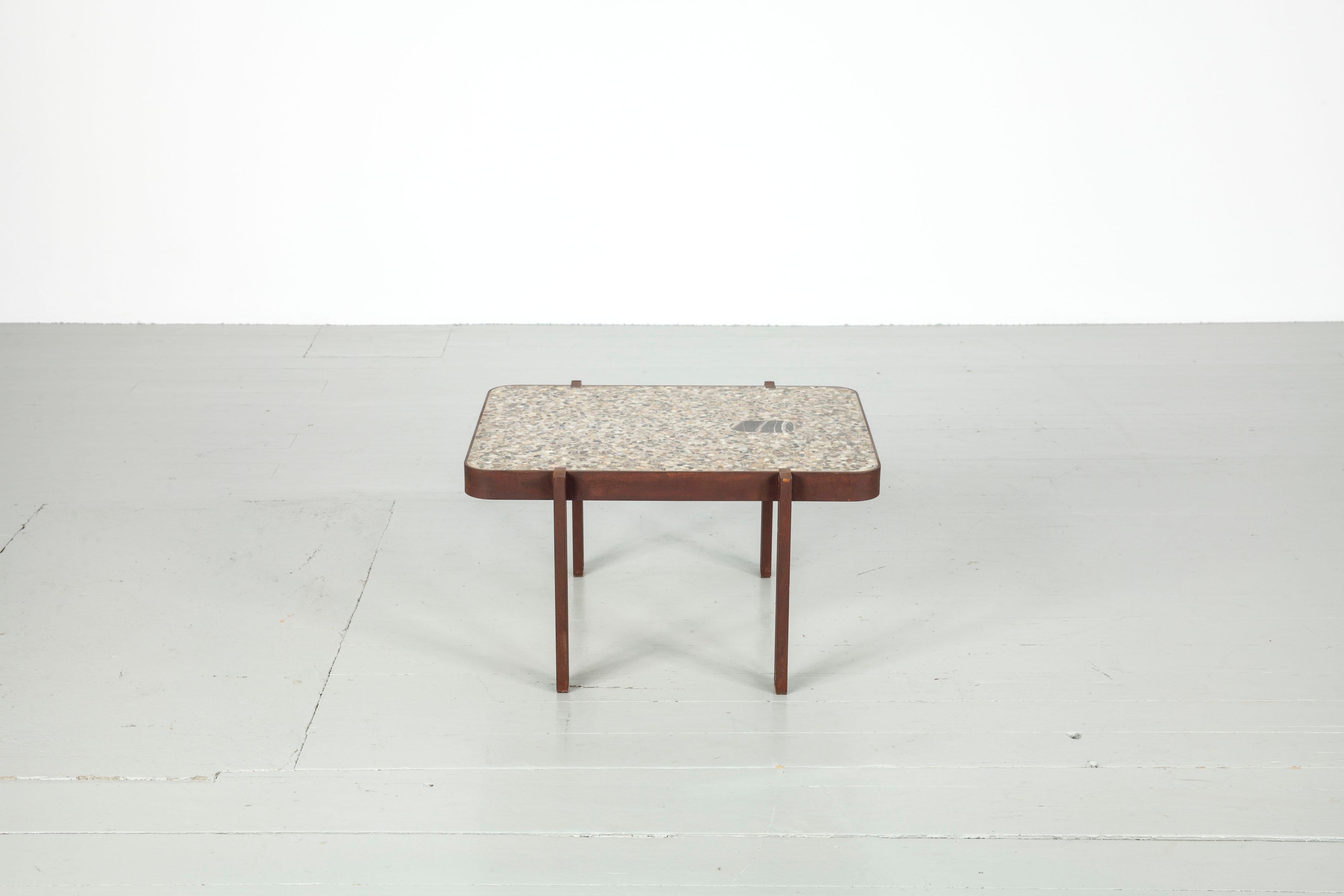 Felix Muhrhofer Contemporary Terrazzo Table with Corroded Steel Construction 9