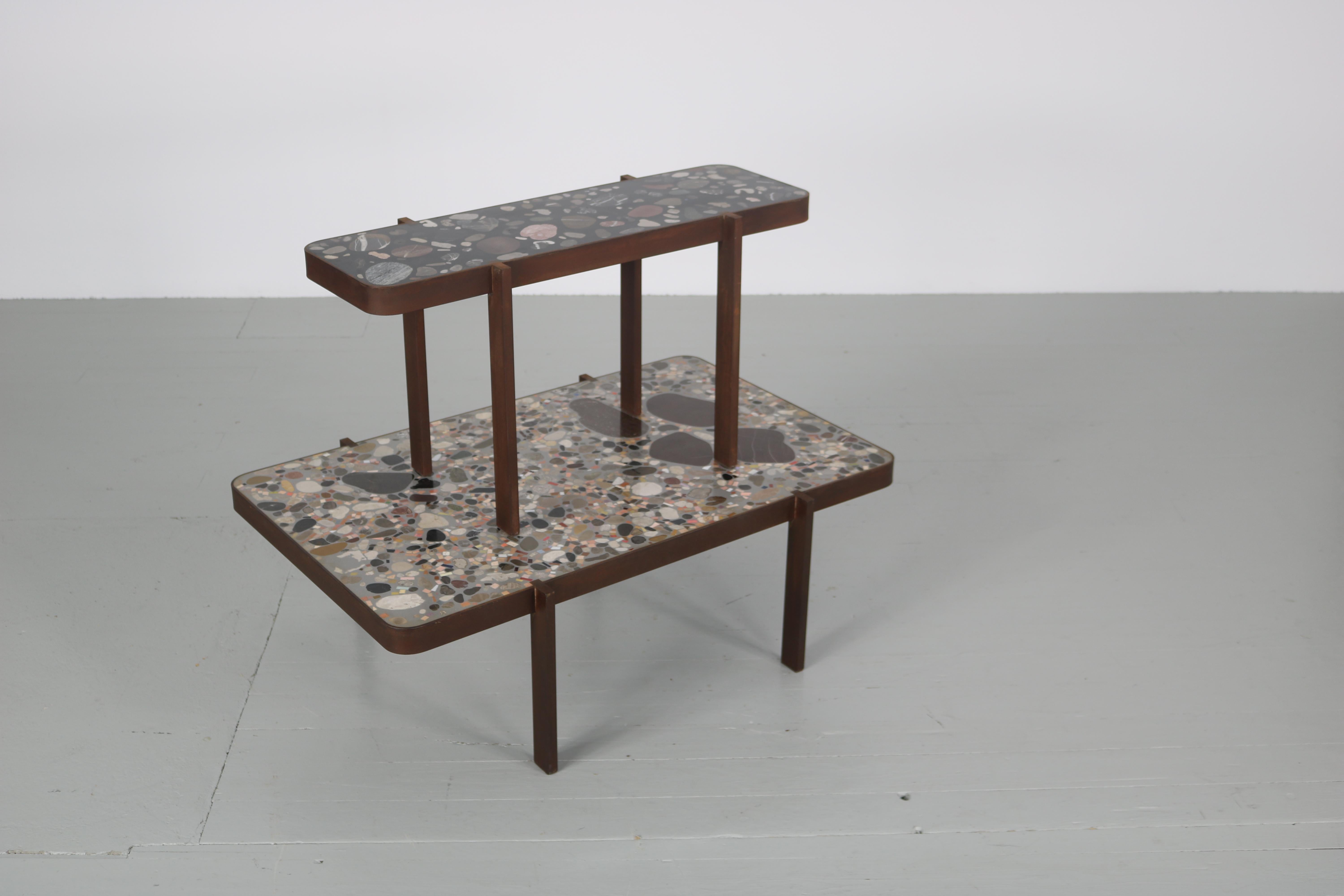 Felix Muhrhofer Contemporary Terrazzo Table with Corroded Steel Construction 10