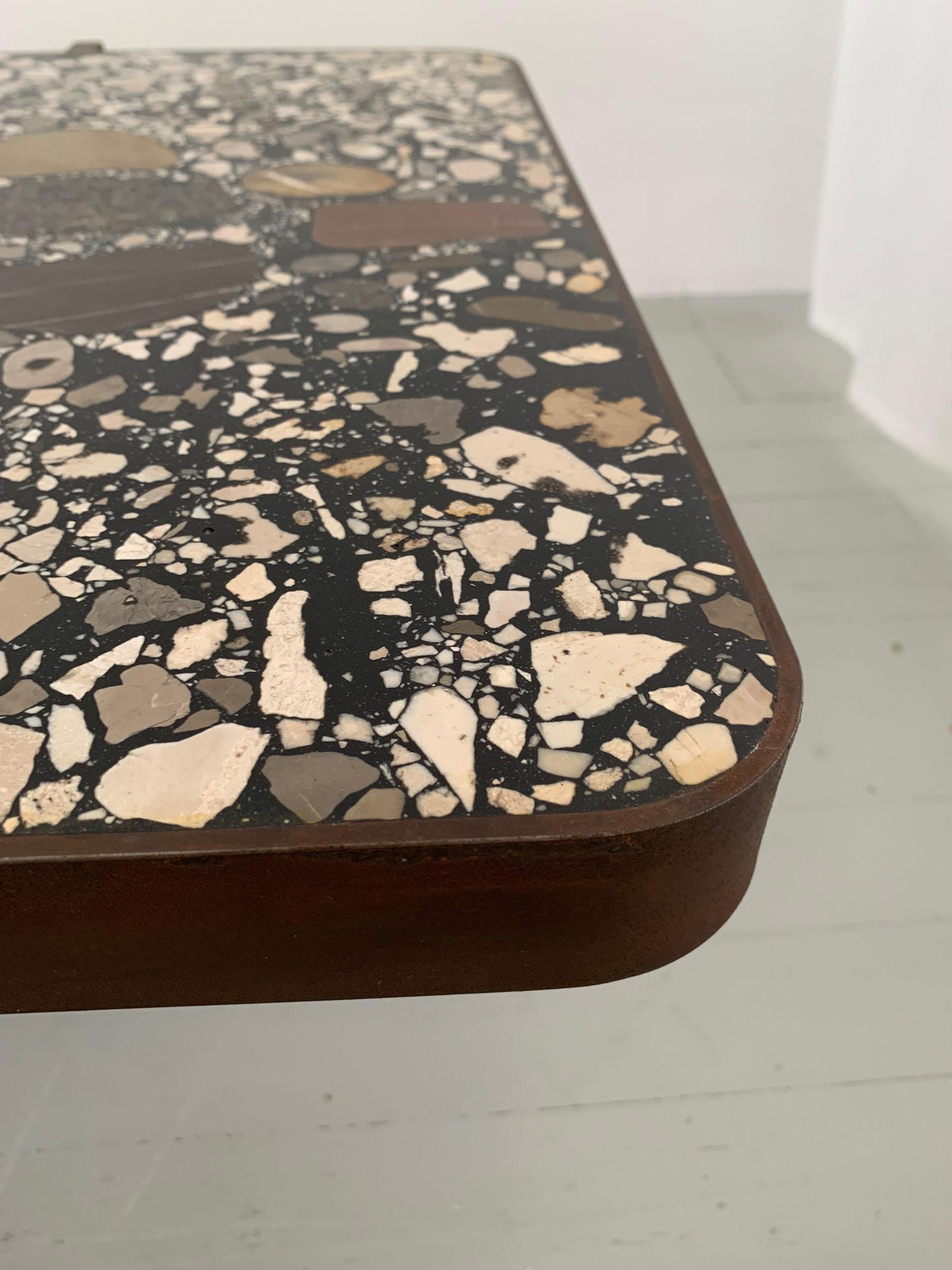 Felix Muhrhofer Contemporary Terrazzo Table with Corroded Steel Construction 11