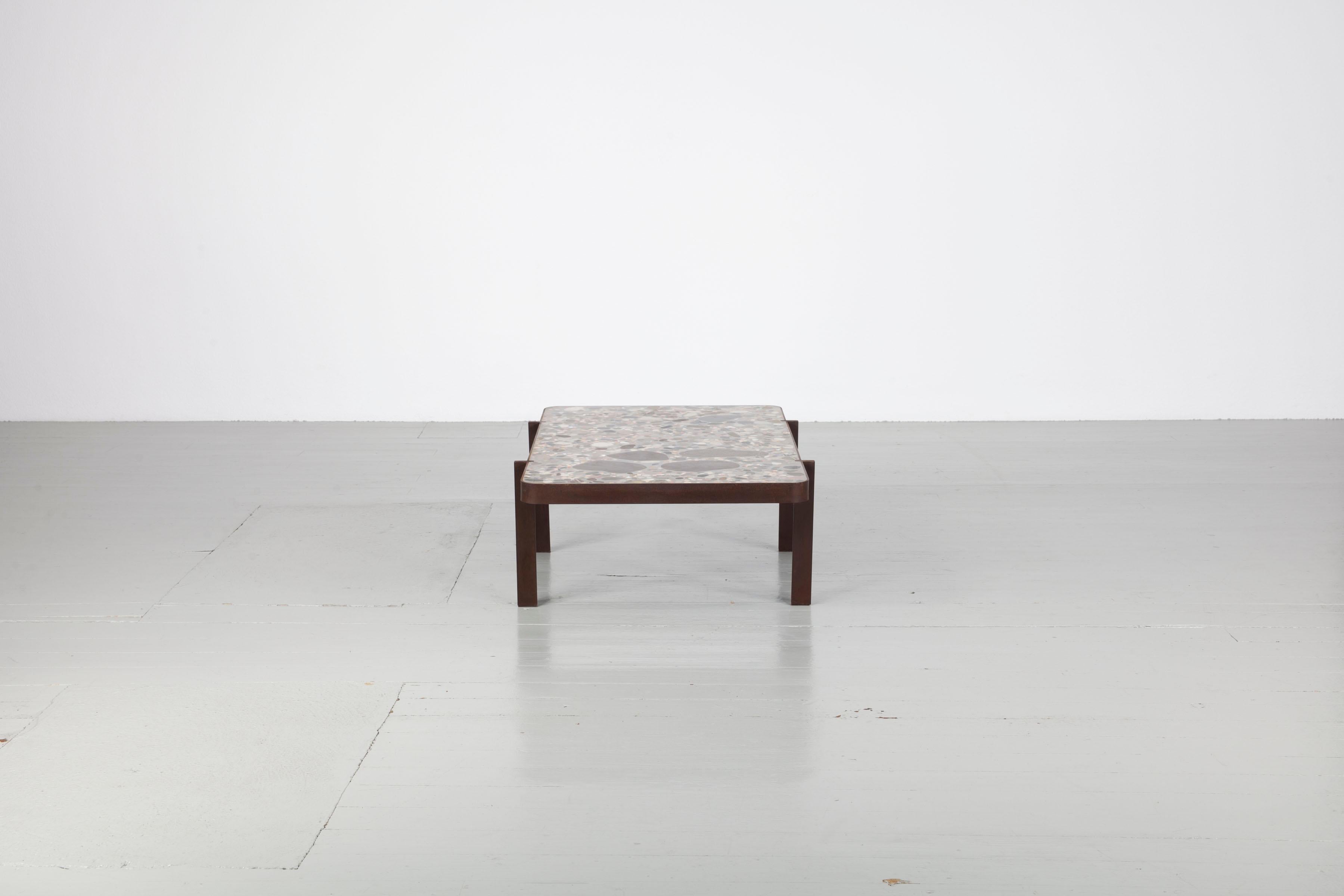 Austrian Felix Muhrhofer Contemporary Terrazzo Table with Corroded Steel Construction