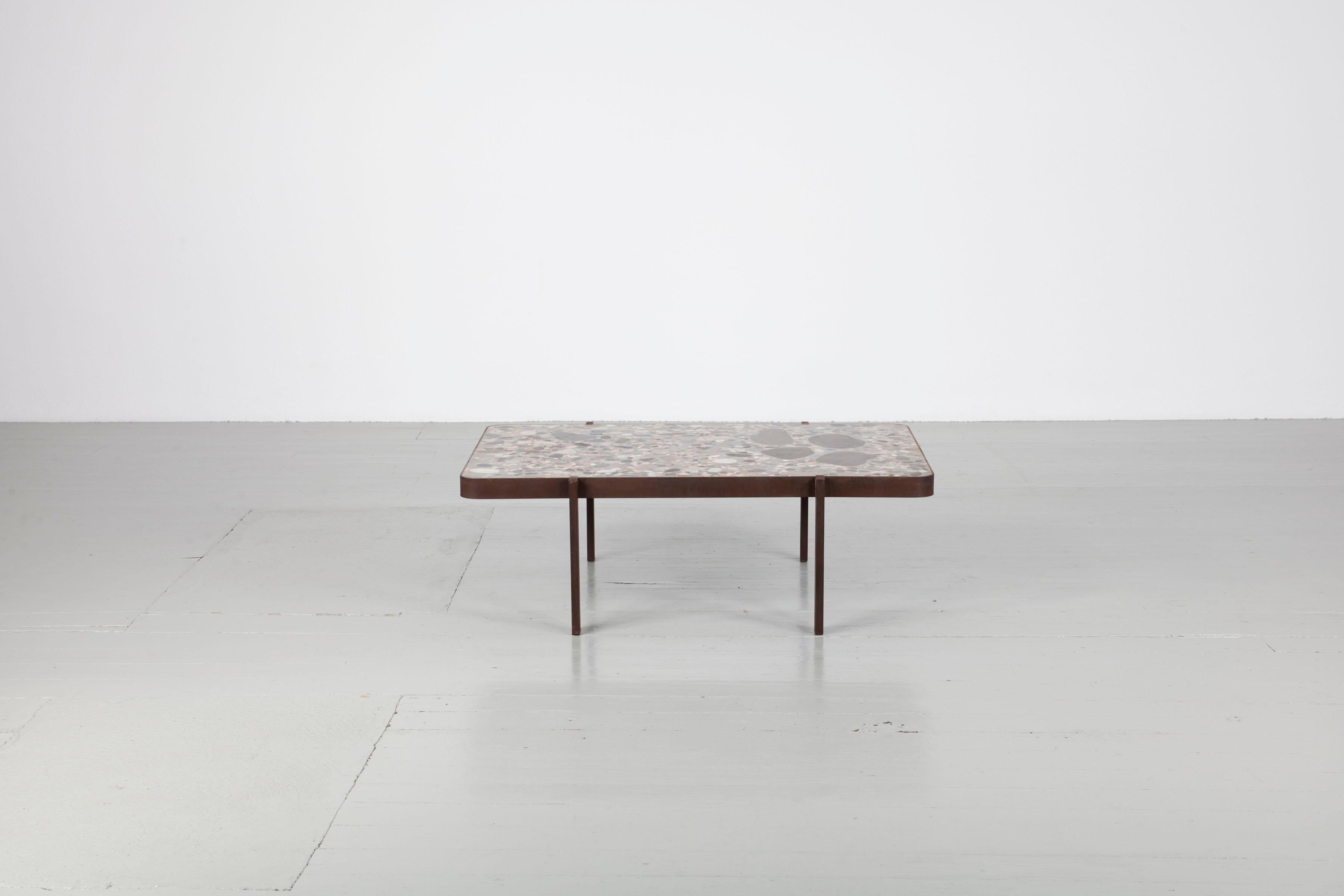 Felix Muhrhofer Contemporary Terrazzo Table with Corroded Steel Construction In New Condition In Wolfurt, AT