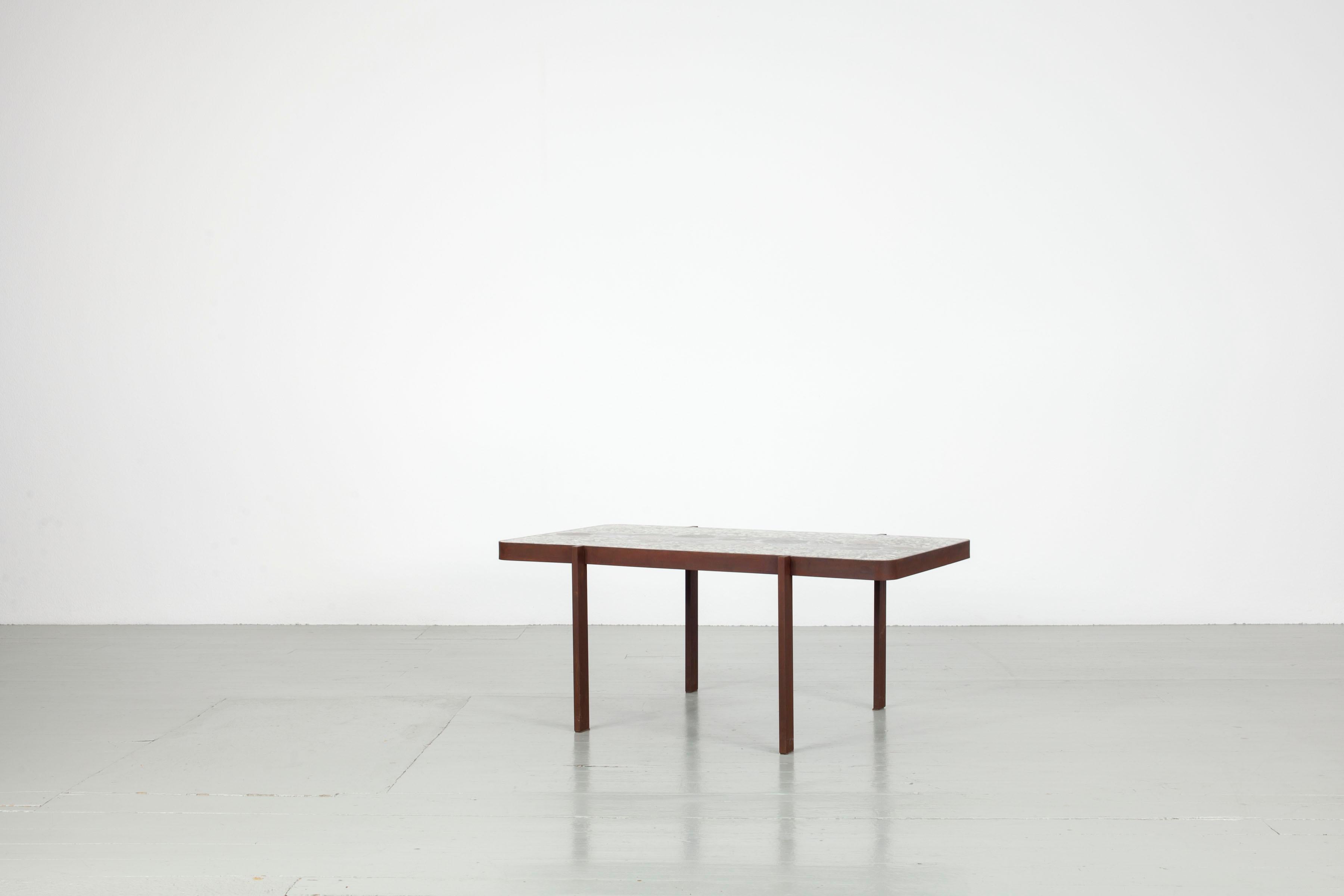Felix Muhrhofer Contemporary Terrazzo Table with Corroded Steel Construction 1