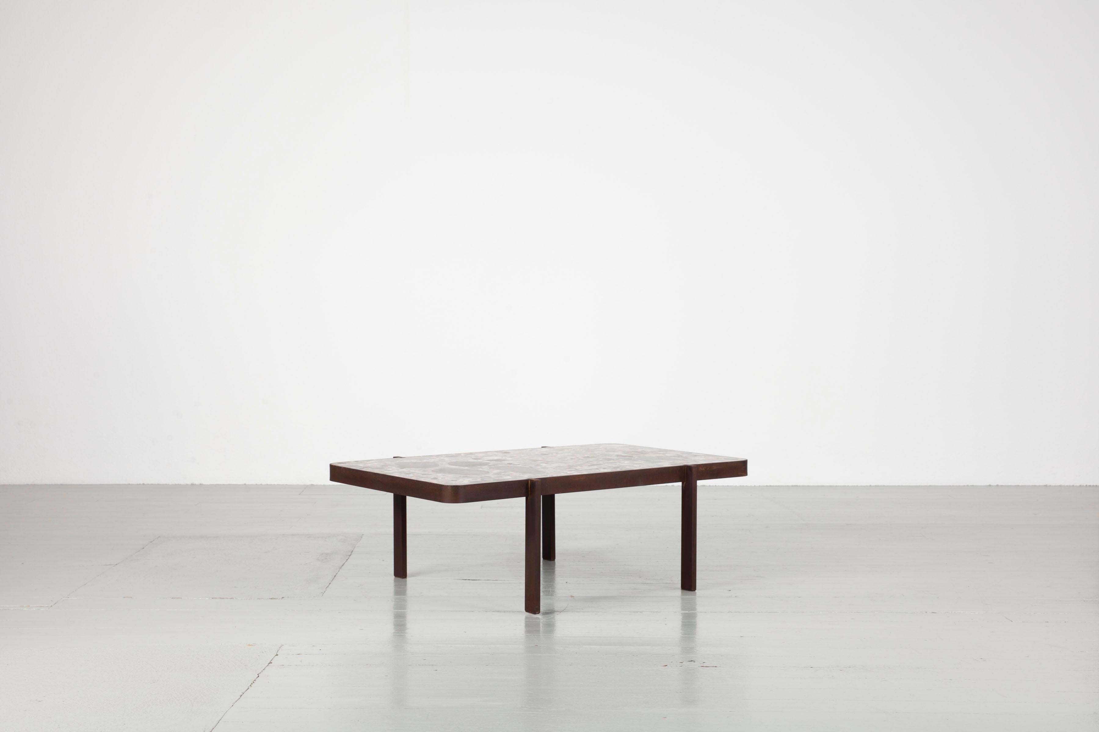 Felix Muhrhofer Contemporary Terrazzo Table with Corroded Steel Construction 3