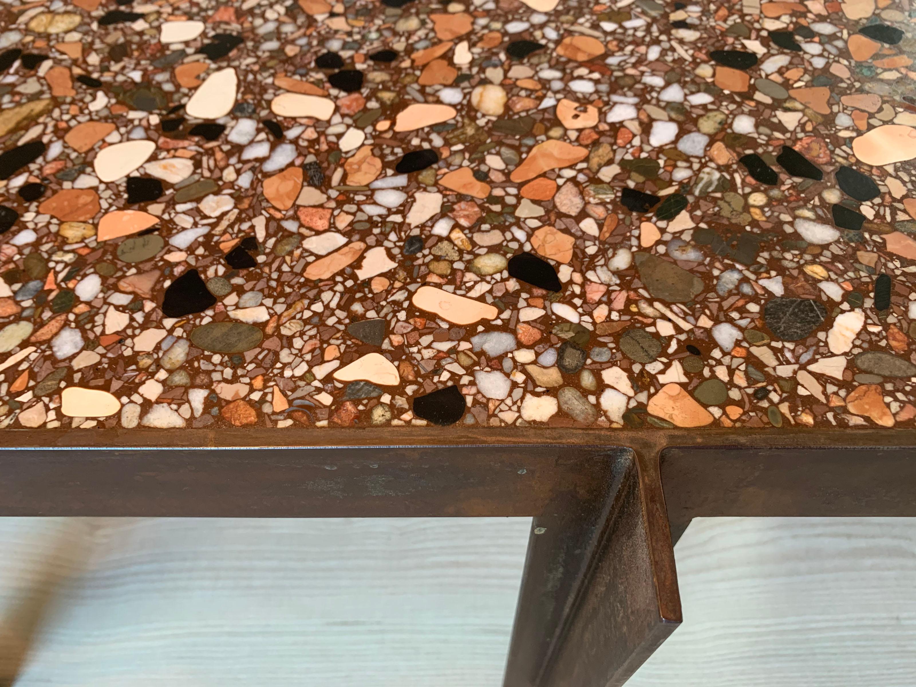 Felix Muhrhofer Contemporary Terrazzo Table with Corroded Steel Construction 4