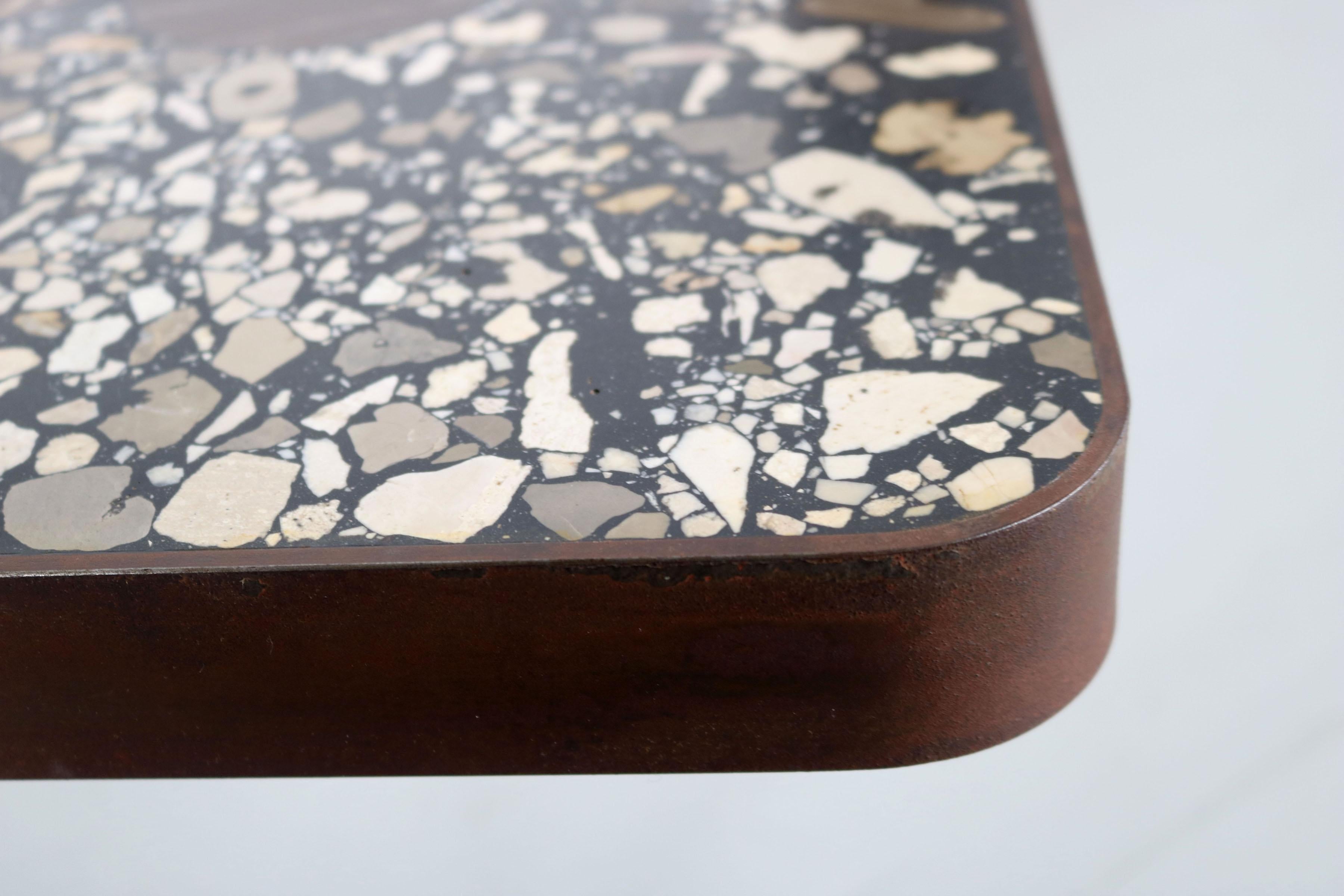 Felix Muhrhofer Contemporary Terrazzo Table with Corroded Steel Construction 5
