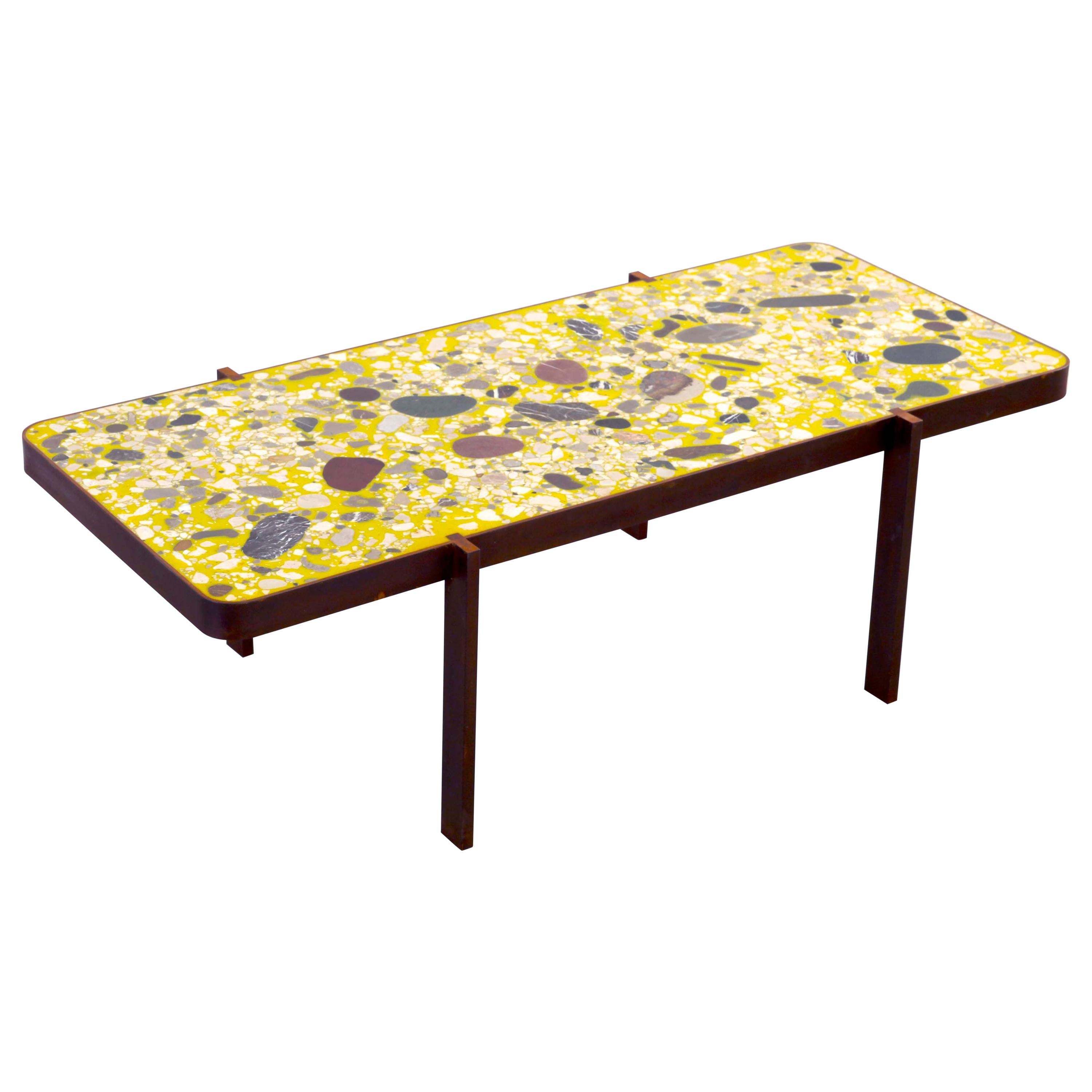 Felix Muhrhofer Contemporary Terrazzo Table with Corroded Steel Construction