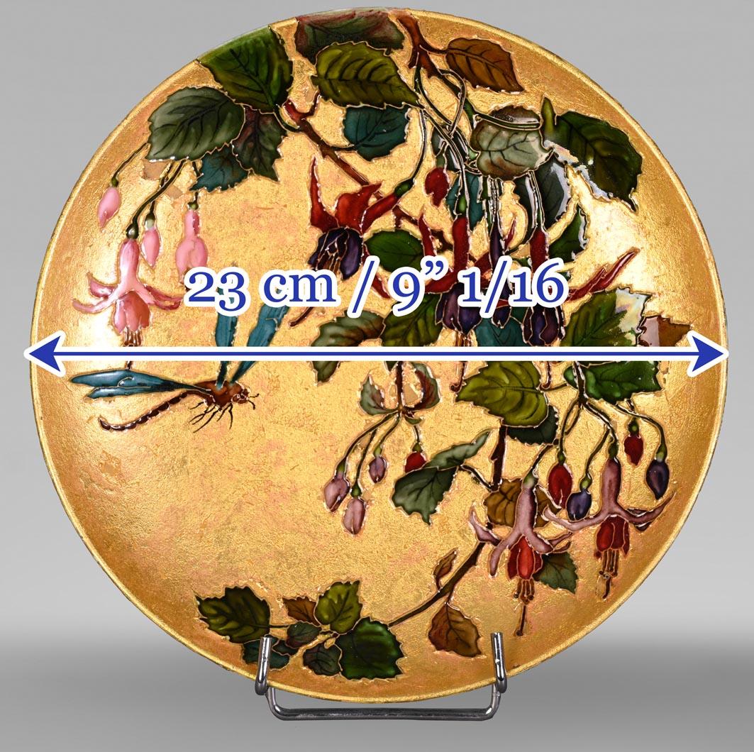 Félix Optat Milet, Large enamelled dish on a gold background, 19th century For Sale 5
