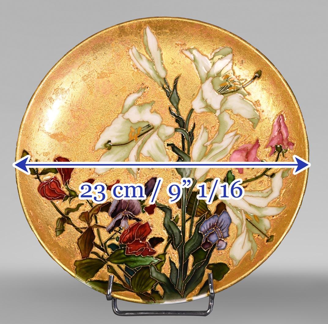 Félix Optat Milet, Large enamelled dish on a gold background, 19th century For Sale 6