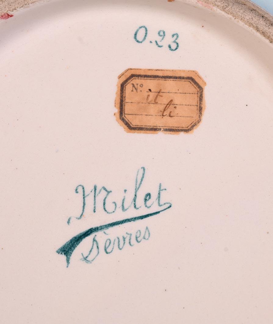 Ceramic Félix Optat Milet, Large enamelled dish on a gold background, 19th century For Sale