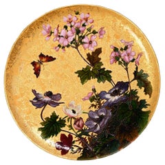 Félix Optat Milet, Large enamelled dish on a gold background, 19th century