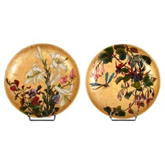 Félix Optat Milet, Large enamelled dish on a gold background, 19th century
