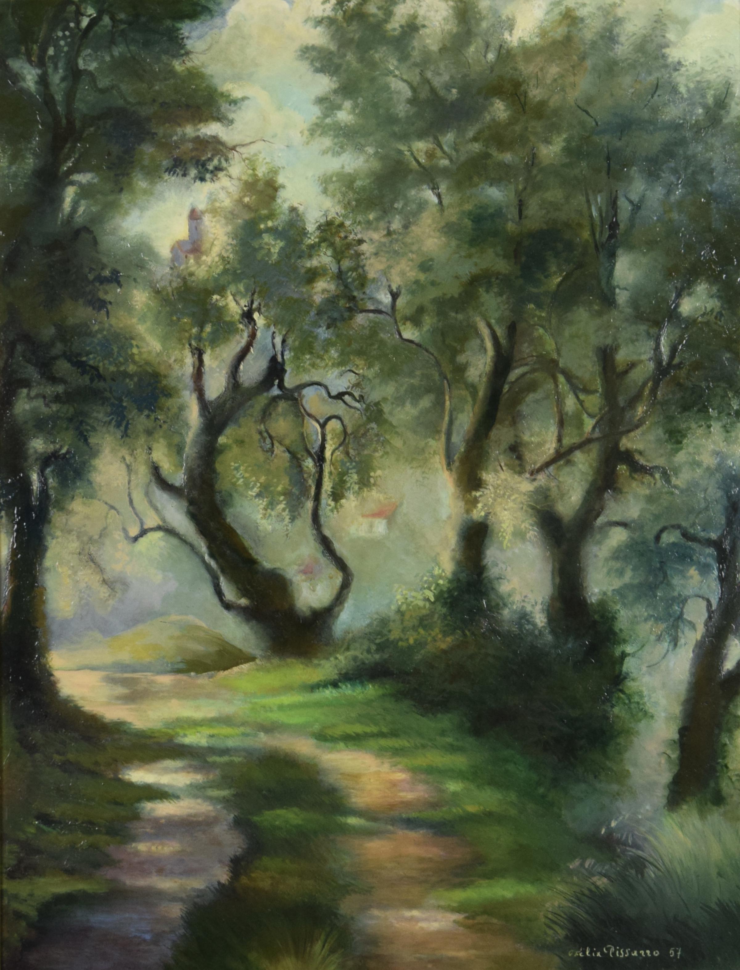 Landscape oil painting by Felix Pissarro II titled Pathway Near Menton