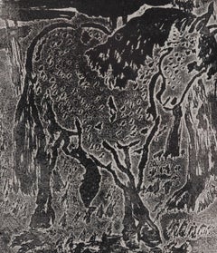 Antique Horse by Félix Pissarro - Wood engraving