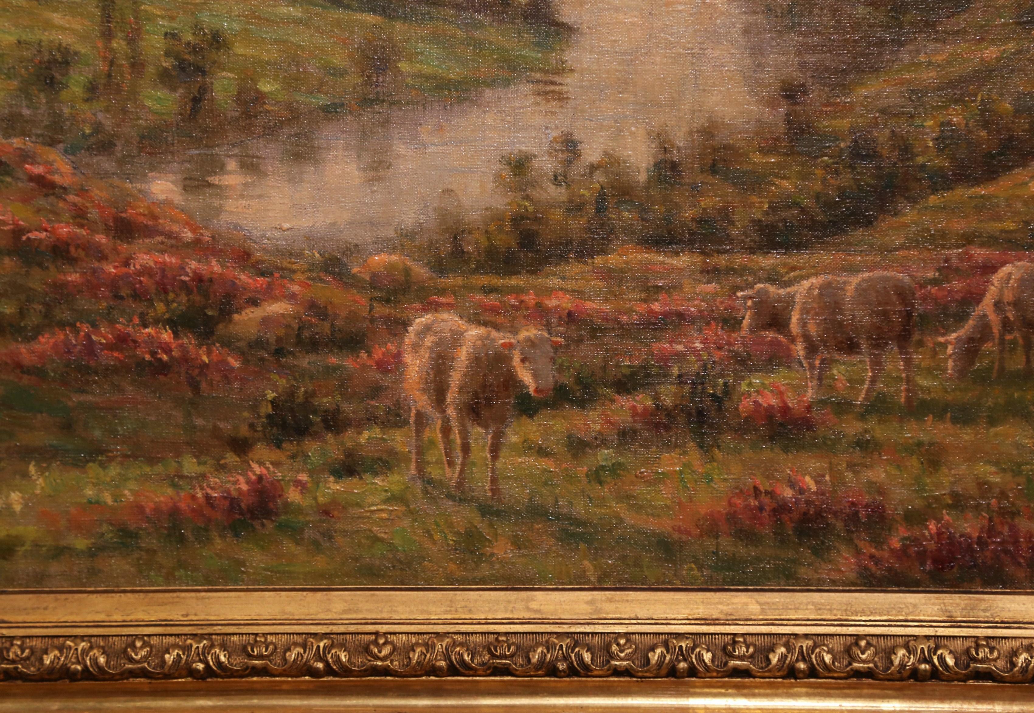 Early 20th Century Sheep Painting in Gilt Wood Frame Signed Felix Planquette 5