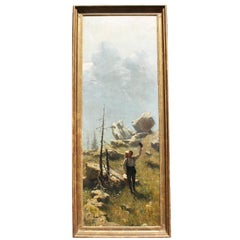 Felix Possart Large Oil on Canvas "A Spring Alpine Journey"