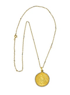 Felix Rasumny Art Nouveau Natural Freshwater Seed Pearl 18 Karat Gold Religious