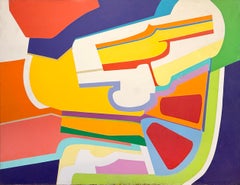 "HAREM" Monumental 71.5" x 94" Mid Century Color Field Painting Signed "Ruvolo"