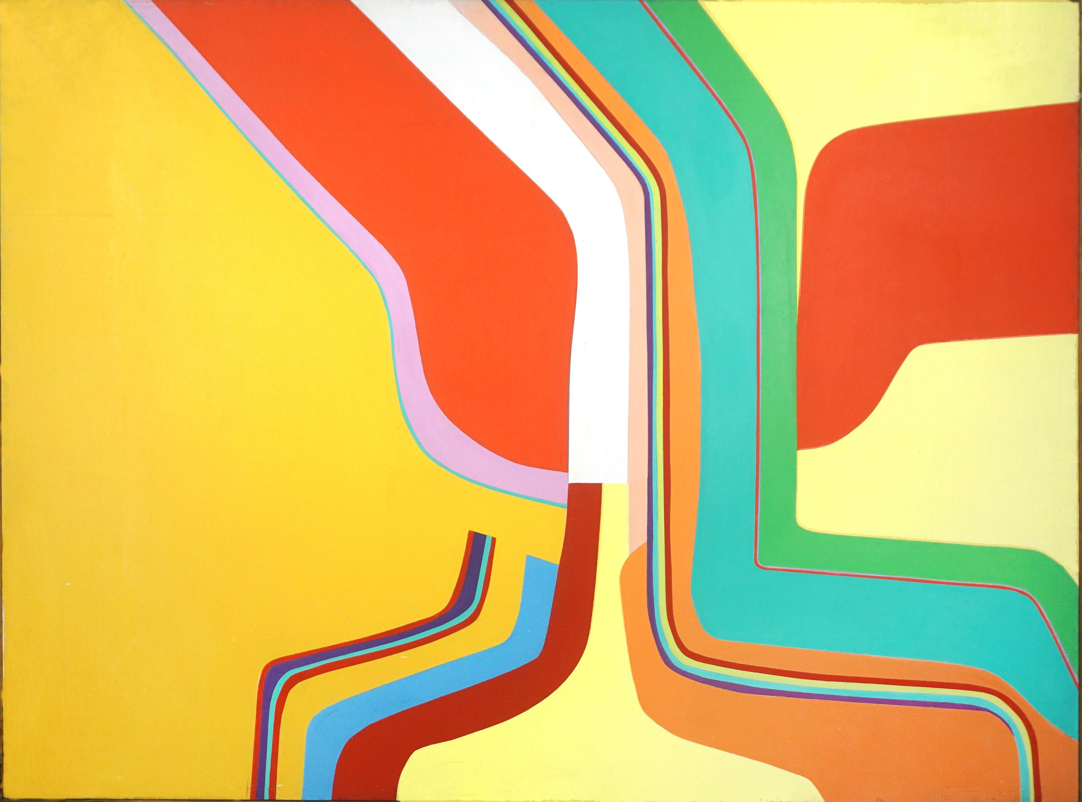 Felix Ruvolo Abstract Painting - "Royal Performance" Monumental 60" x 81" Mid Century Color Field Painting Signed